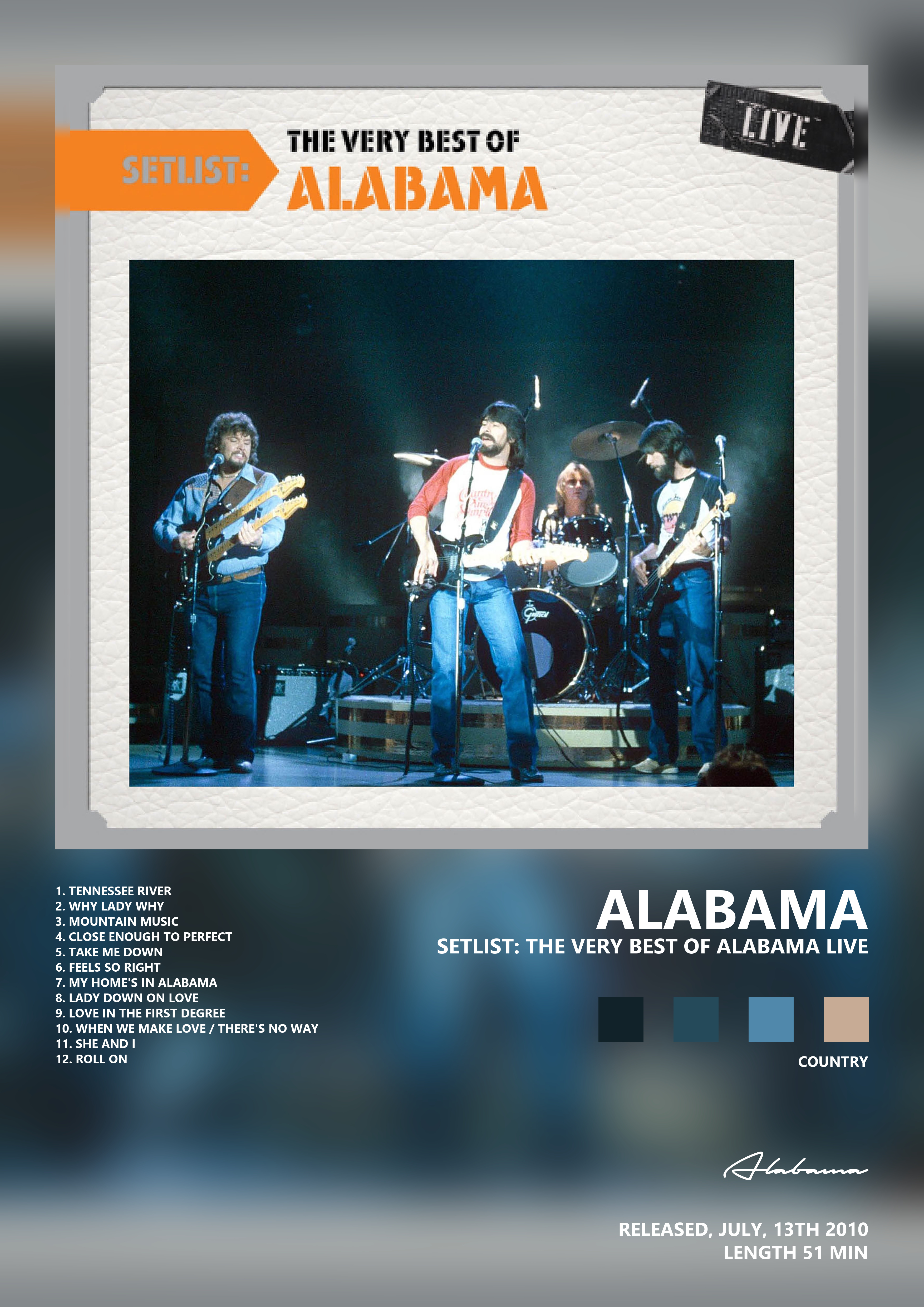 Music poster: Alabama - Setlist The Very Best of Alabama Live