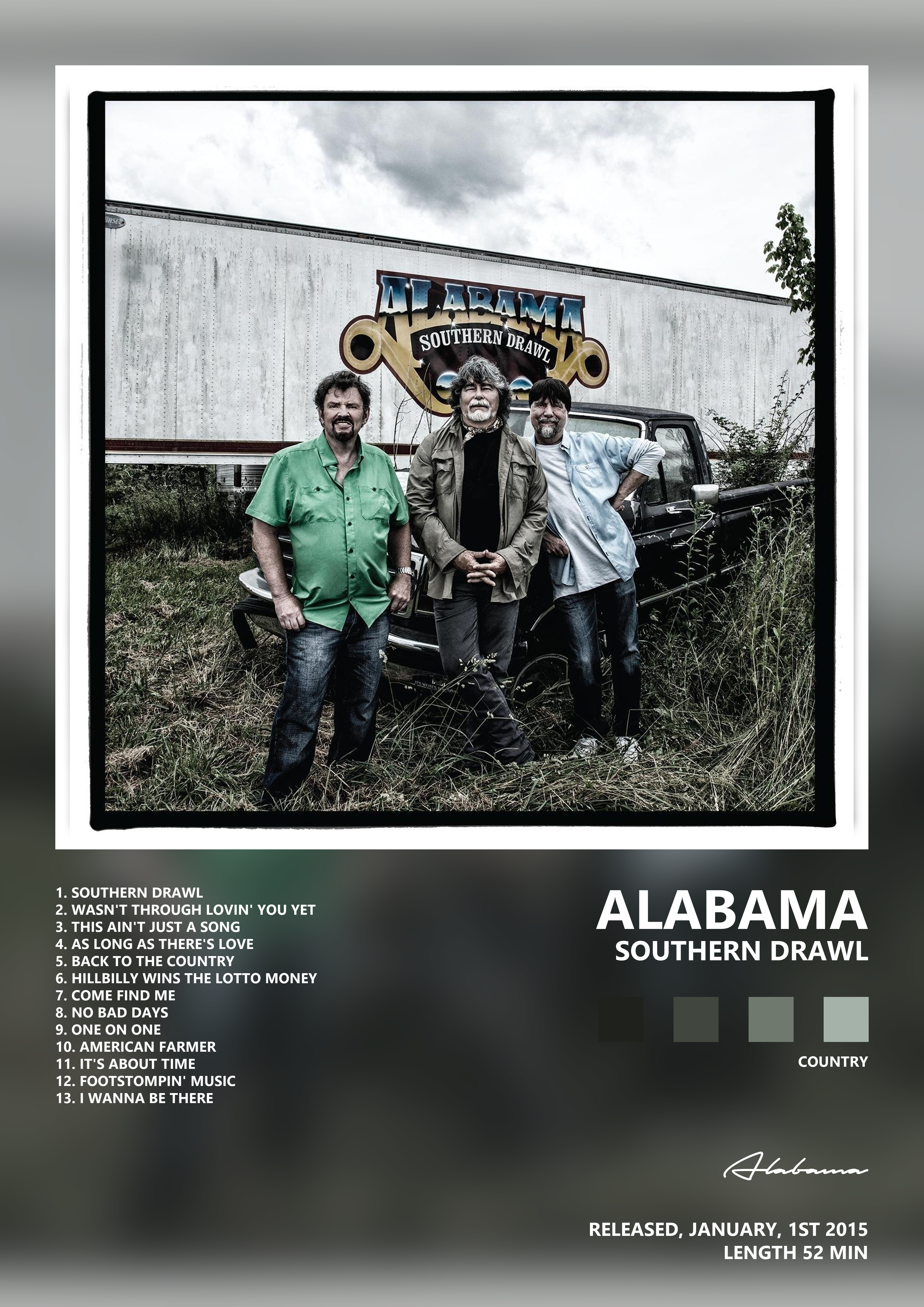 Music poster: Alabama - Southern Drawl