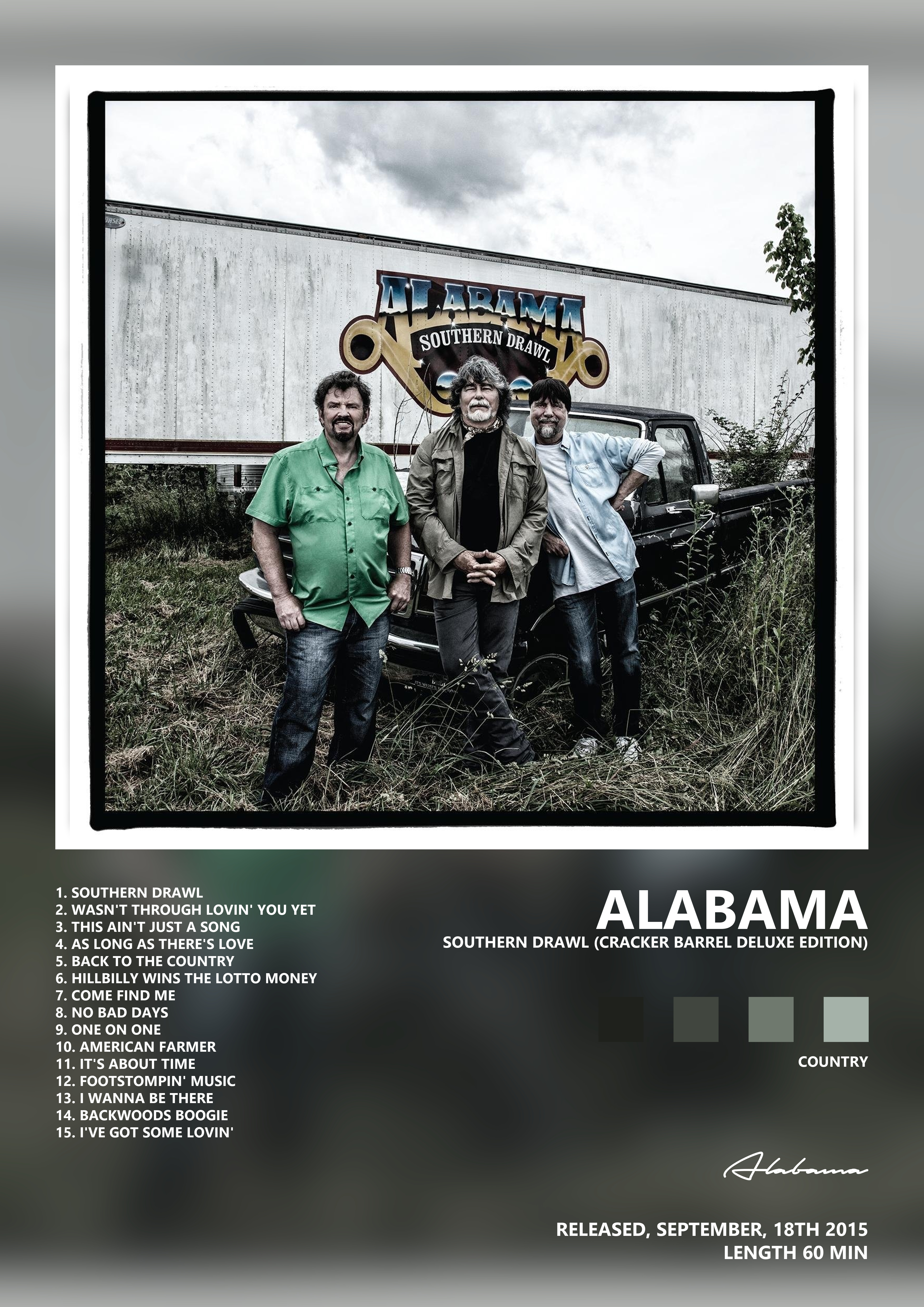 Music poster: Alabama - Southern Drawl Cracker Barrel Deluxe Edition