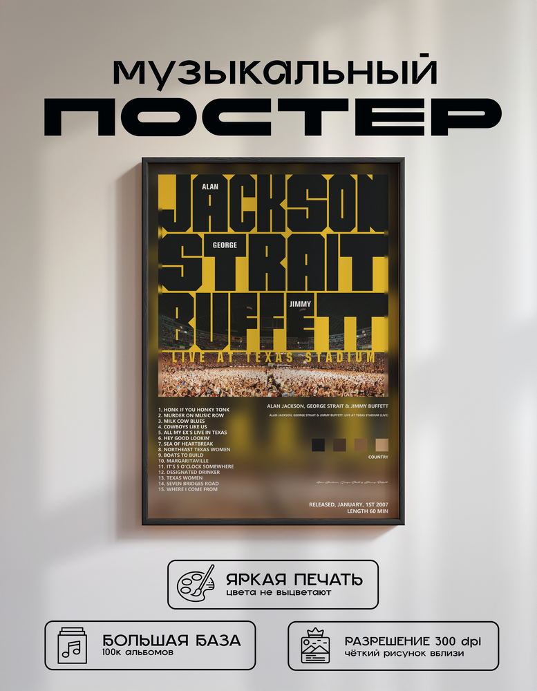 Music poster: Alan Jackson George Strait Jimmy Buffett - Alan Jackson George Strait Jimmy Buffett Live at Texas Stadium Live