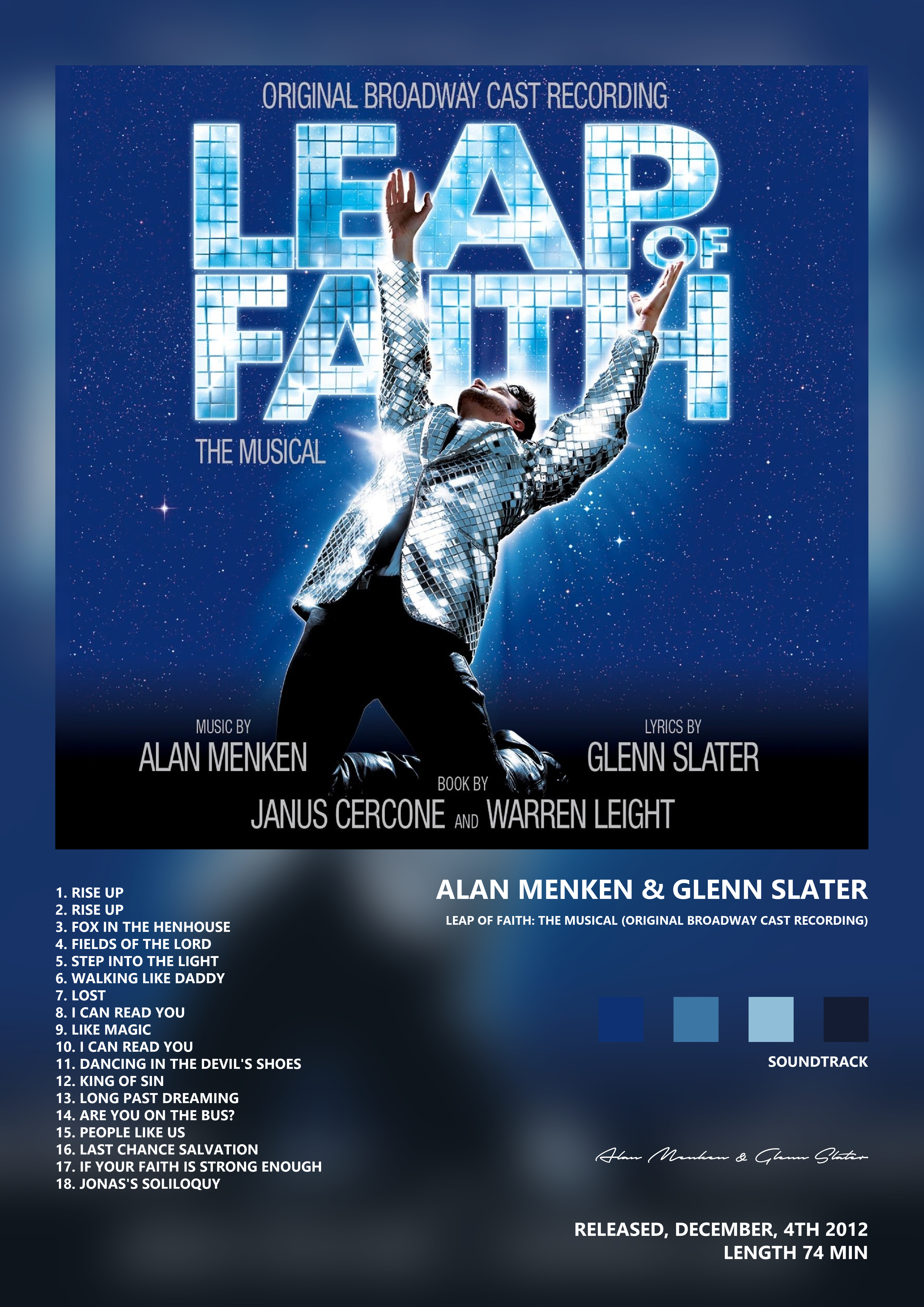 Music poster: Alan Menken Glenn Slater - Leap of Faith The Musical Original Broadway Cast Recording
