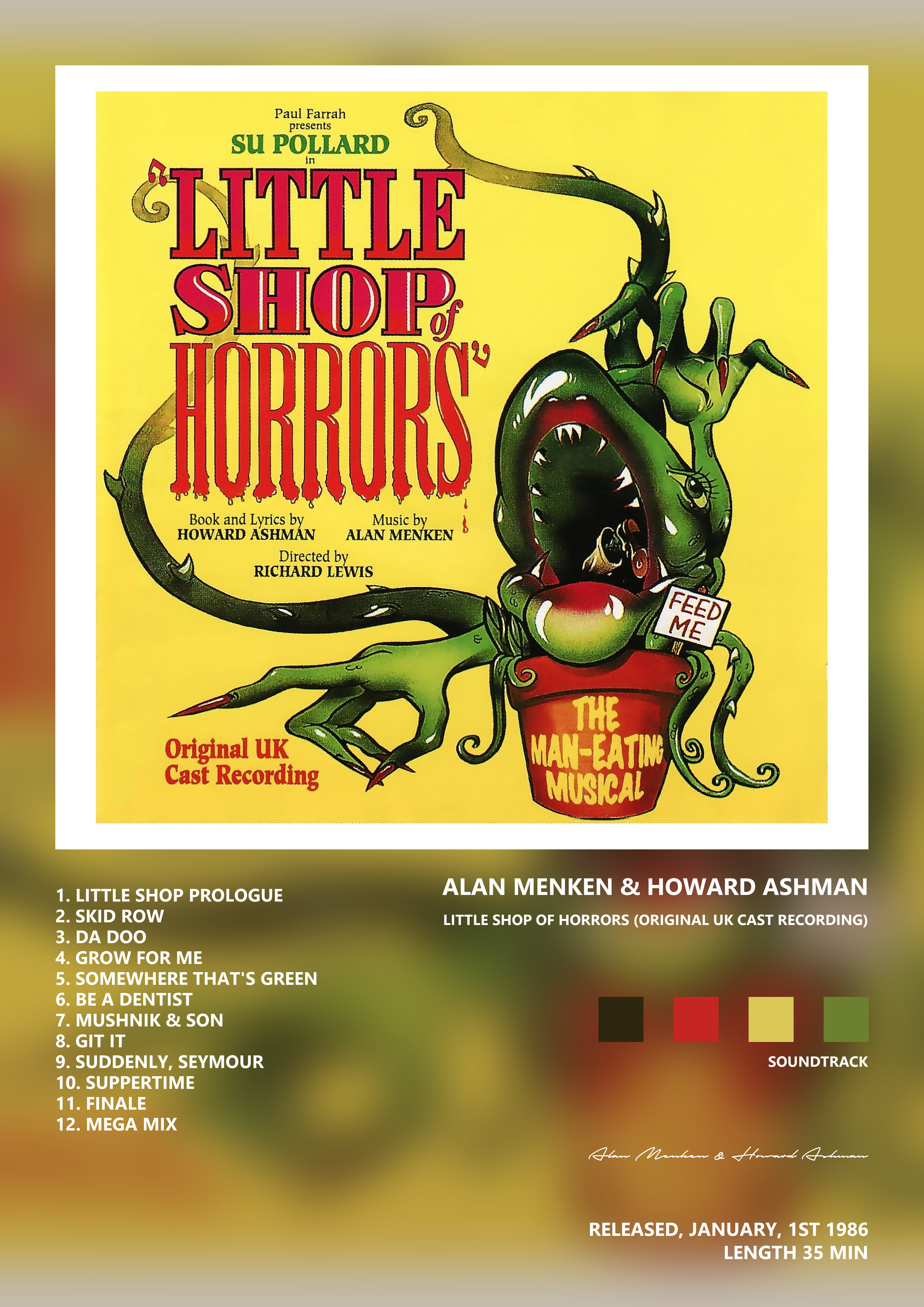 Music poster: Alan Menken Howard Ashman - Little Shop Of Horrors Original UK Cast Recording