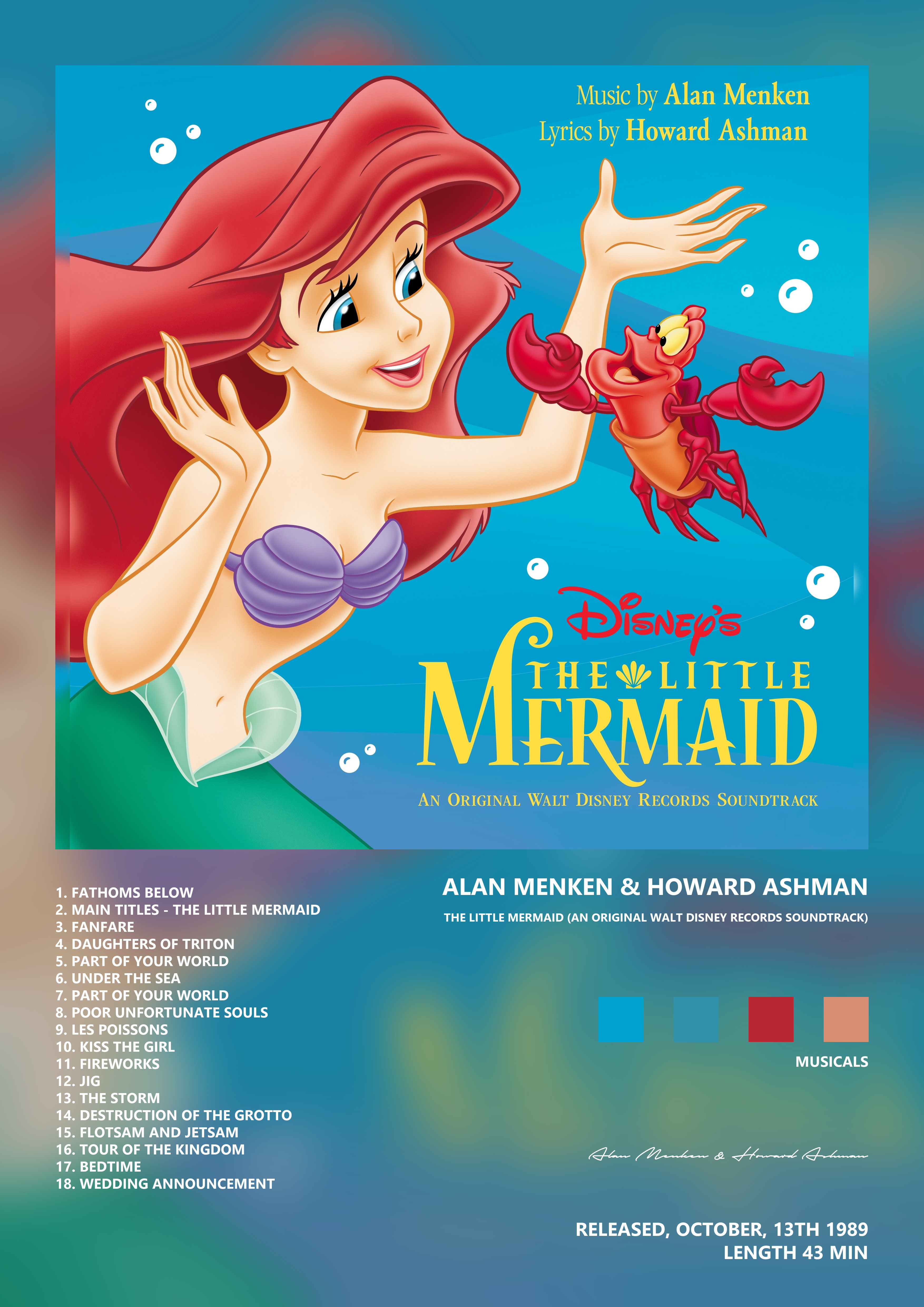 Music poster: Alan Menken Howard Ashman - The Little Mermaid An Original Walt Disney Records Soundtrack