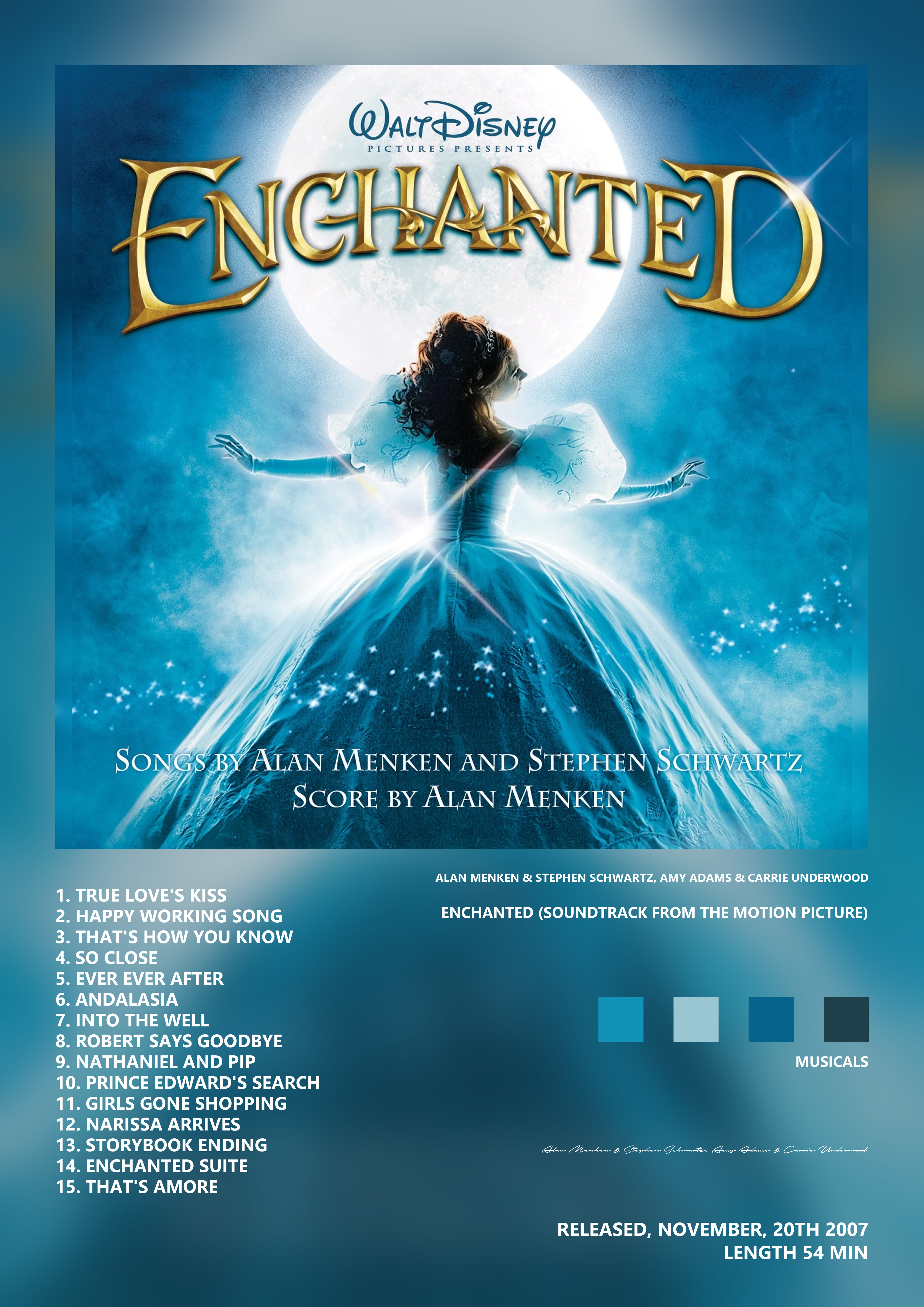 Music poster: Alan Menken Stephen Schwartz Amy Adams Carrie Underwood - Enchanted Soundtrack from the Motion Picture