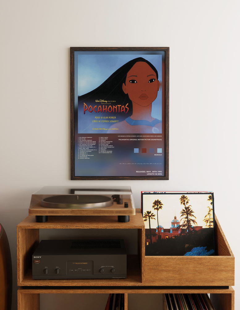 Music poster: Alan Menken Stephen Schwartz Judy Kuhn David Ogden Stiers Jim Cummings - Pocahontas Original Motion Picture Soundtrack