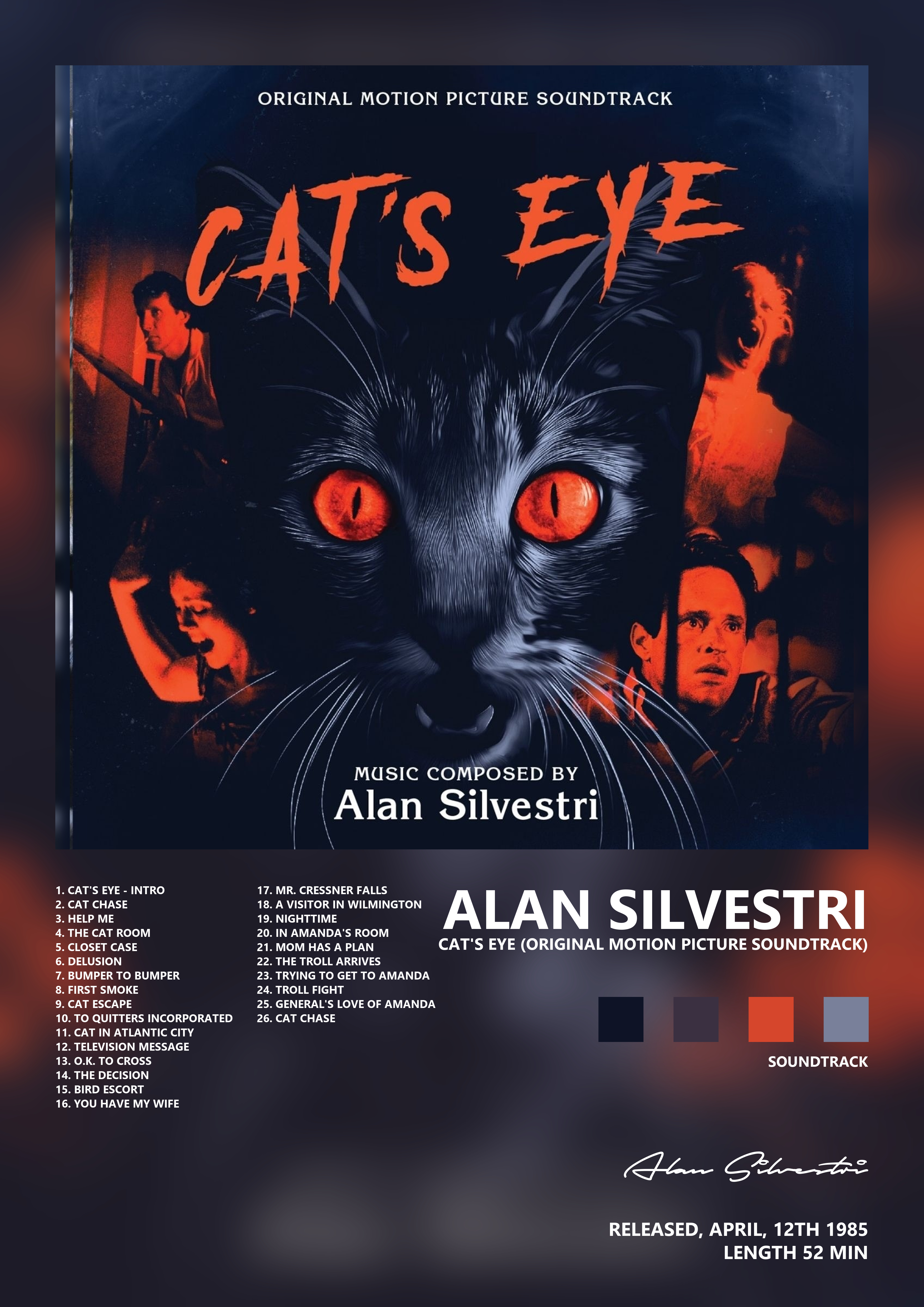 Music poster: Alan Silvestri - Cats Eye Original Motion Picture Soundtrack