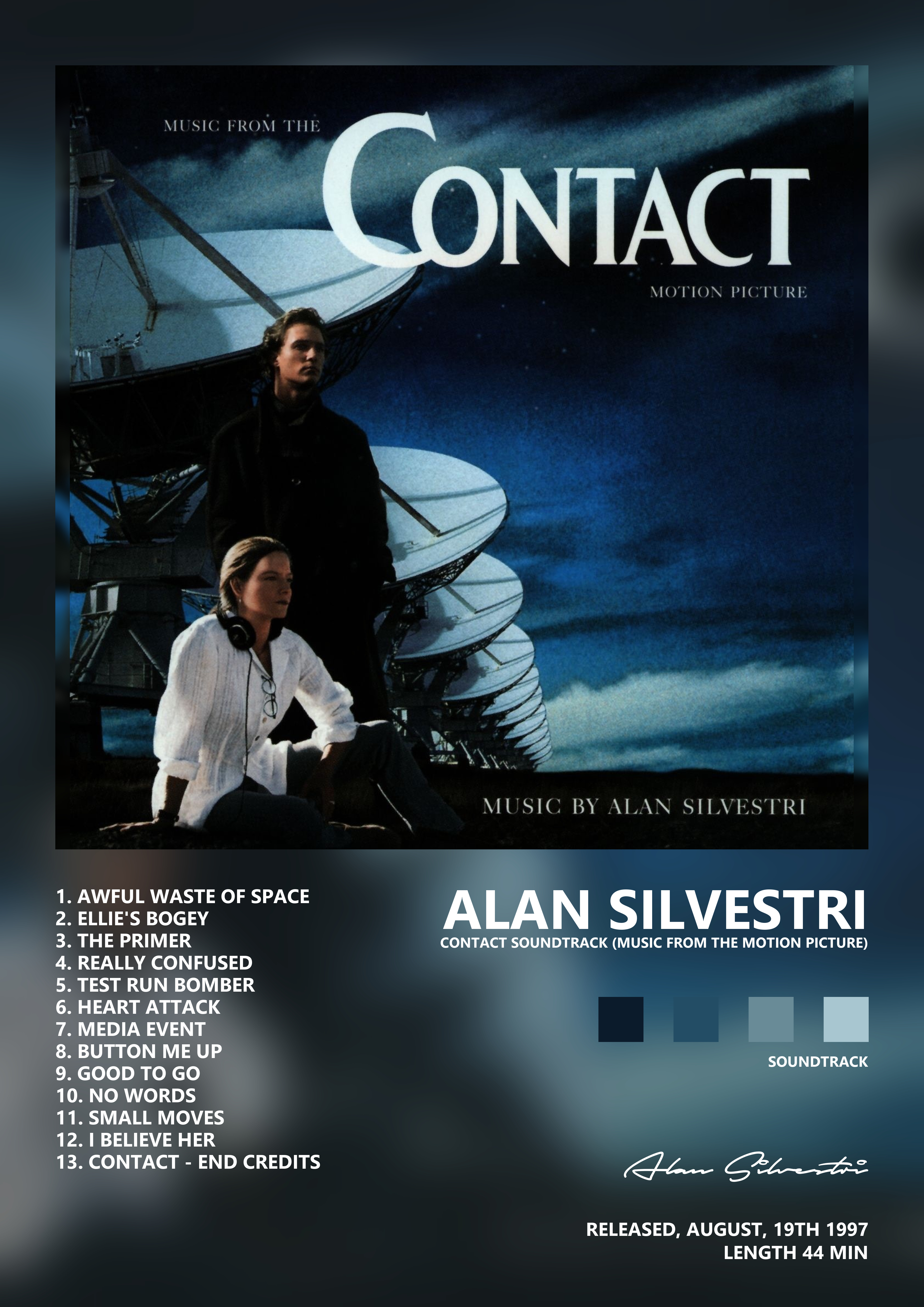 Music poster: Alan Silvestri - Contact Soundtrack Music from the Motion Picture
