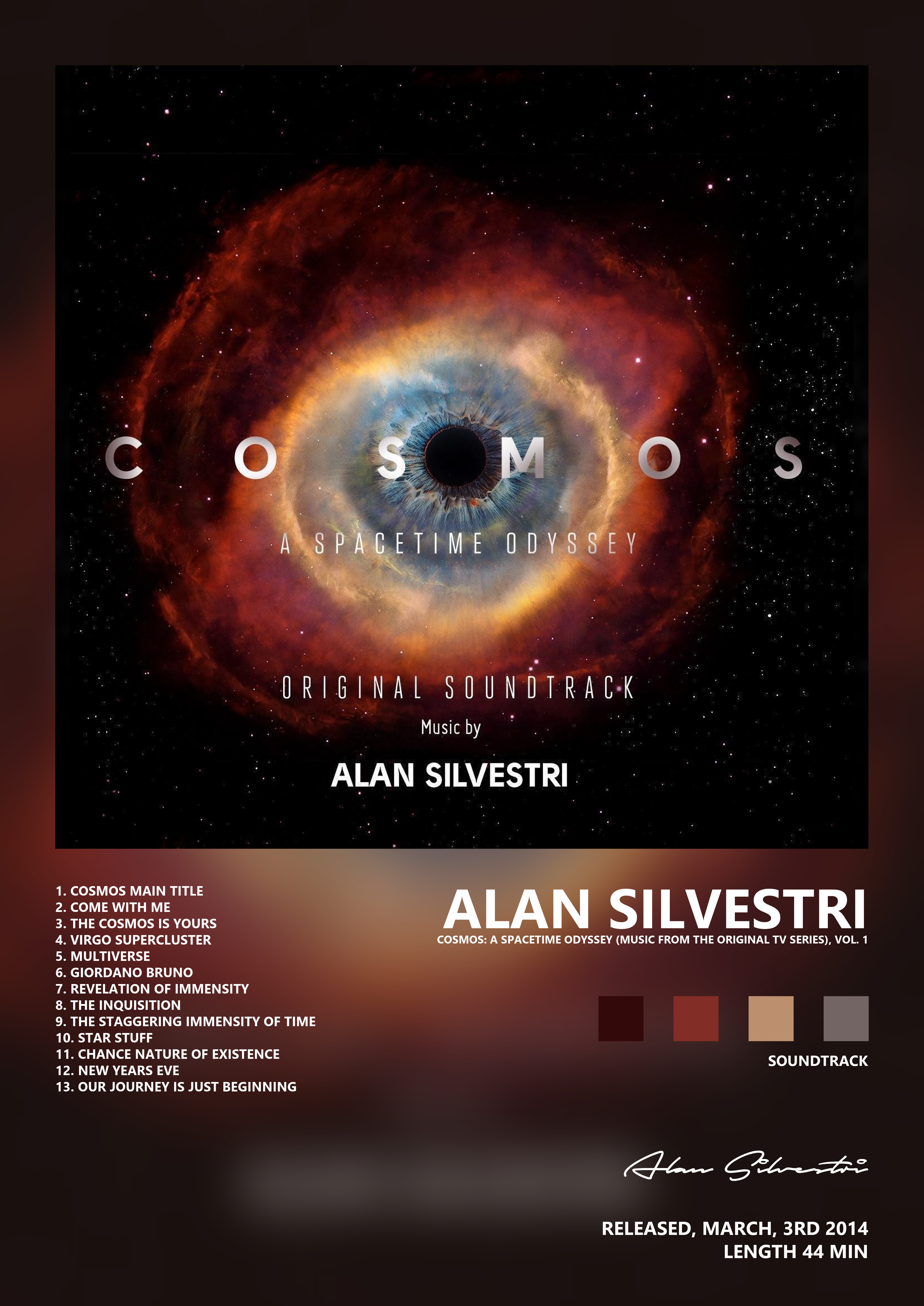 Music poster: Alan Silvestri - Cosmos A SpaceTime Odyssey Music from the Original TV Series Vol 1