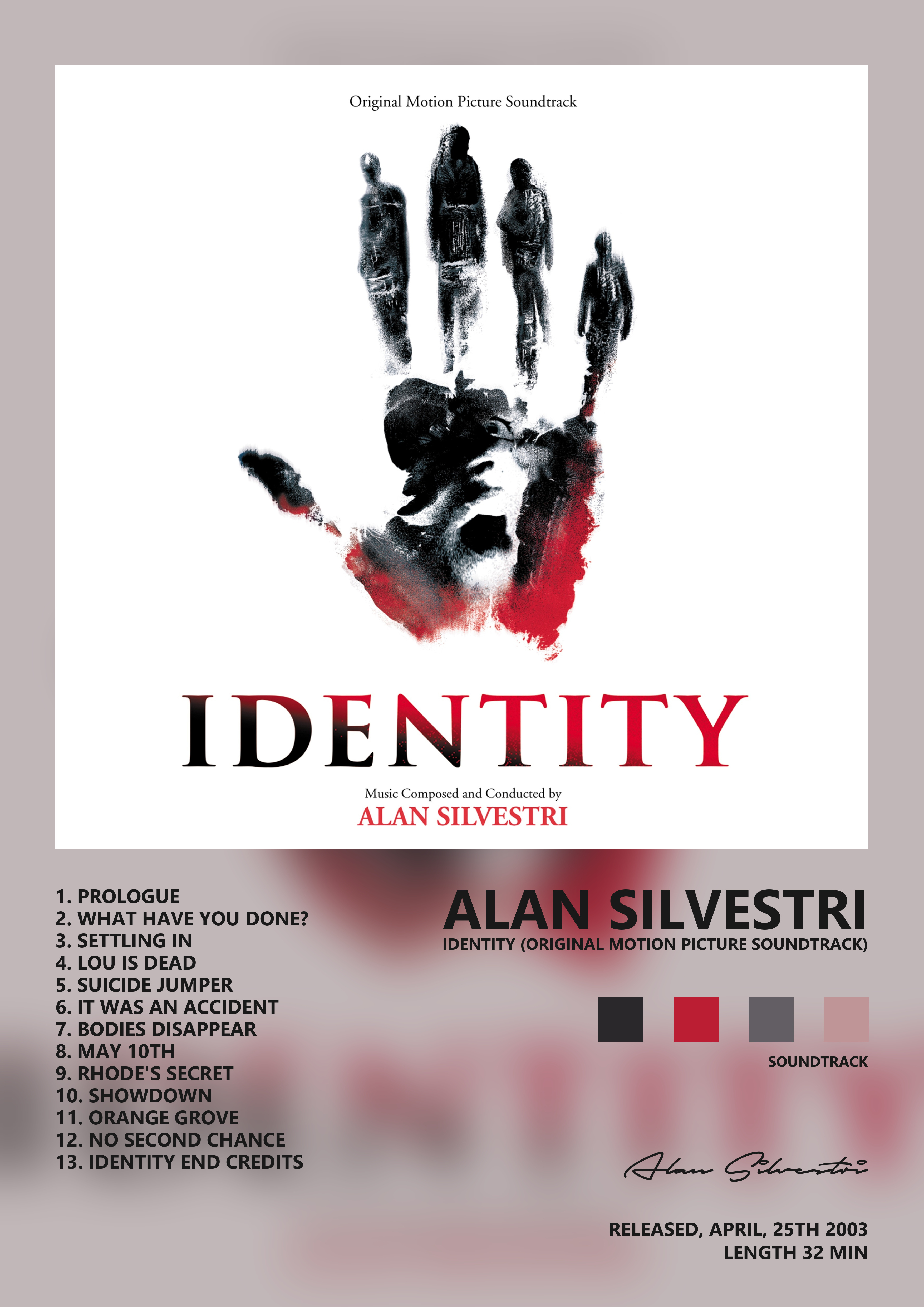 Music poster: Alan Silvestri - Identity Original Motion Picture Soundtrack