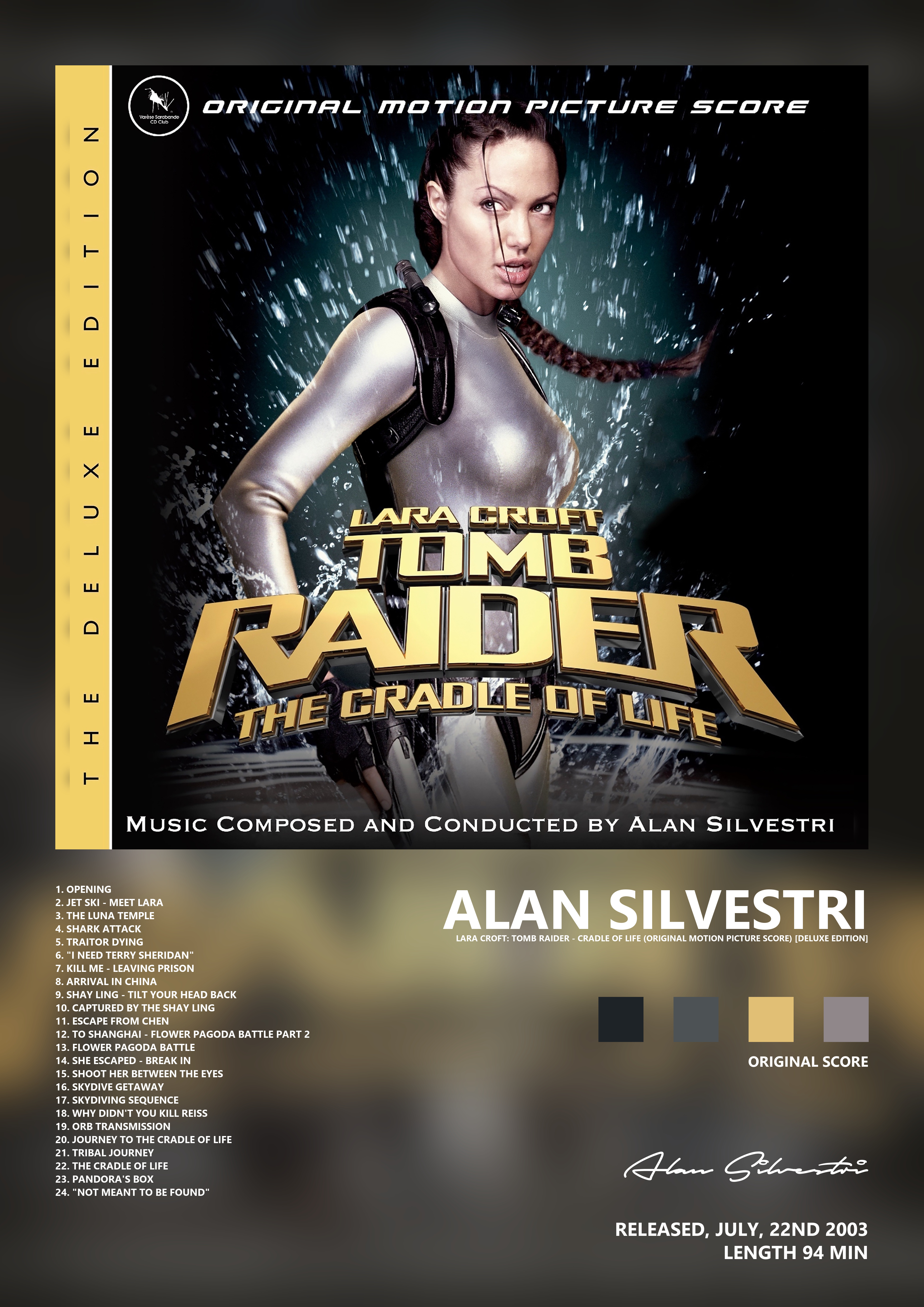 Music poster: Alan Silvestri - Lara Croft Tomb Raider - Cradle of Life Original Motion Picture Score Deluxe Edition