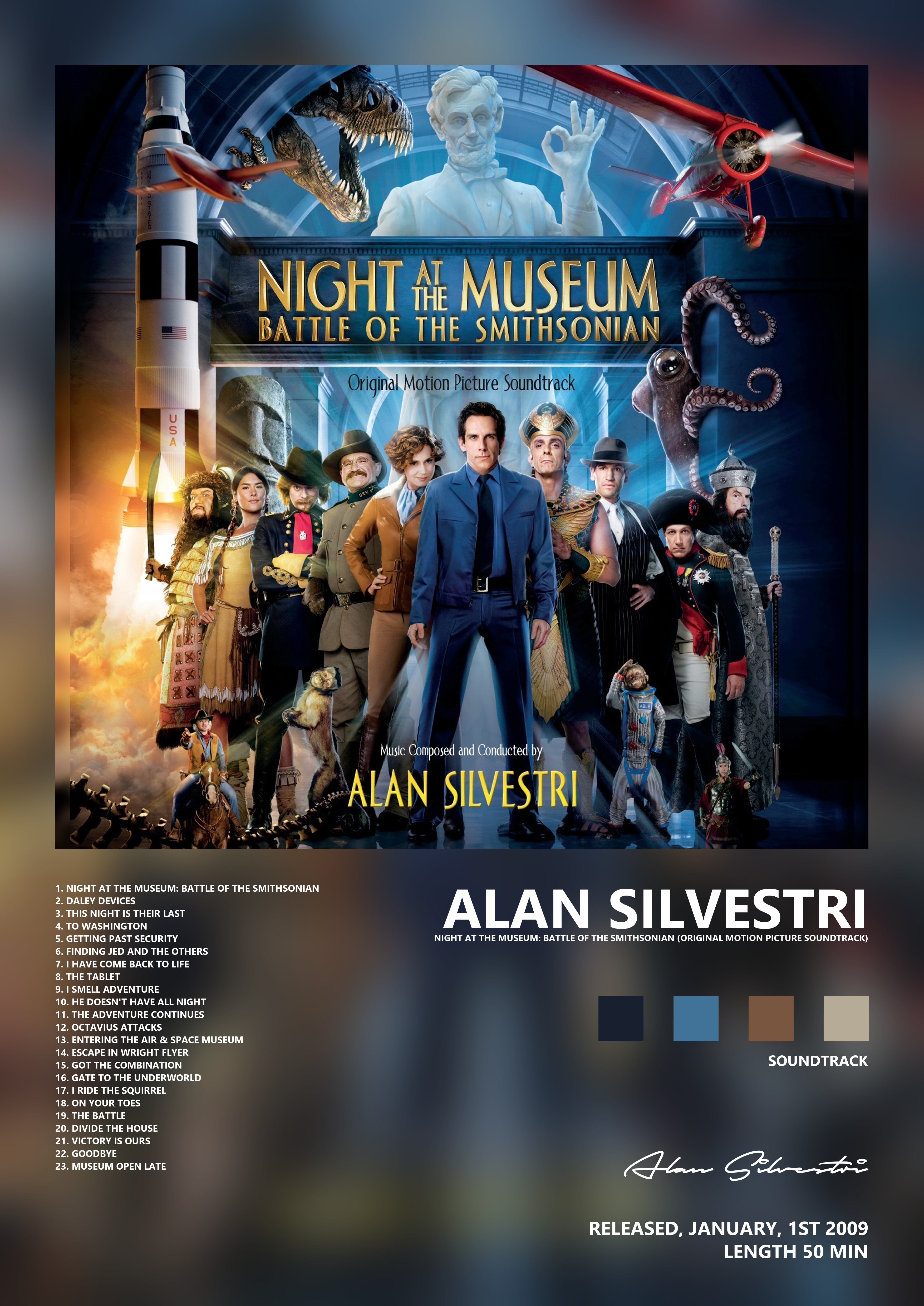 Music poster: Alan Silvestri - Night At the Museum Battle of the Smithsonian Original Motion Picture Soundtrack