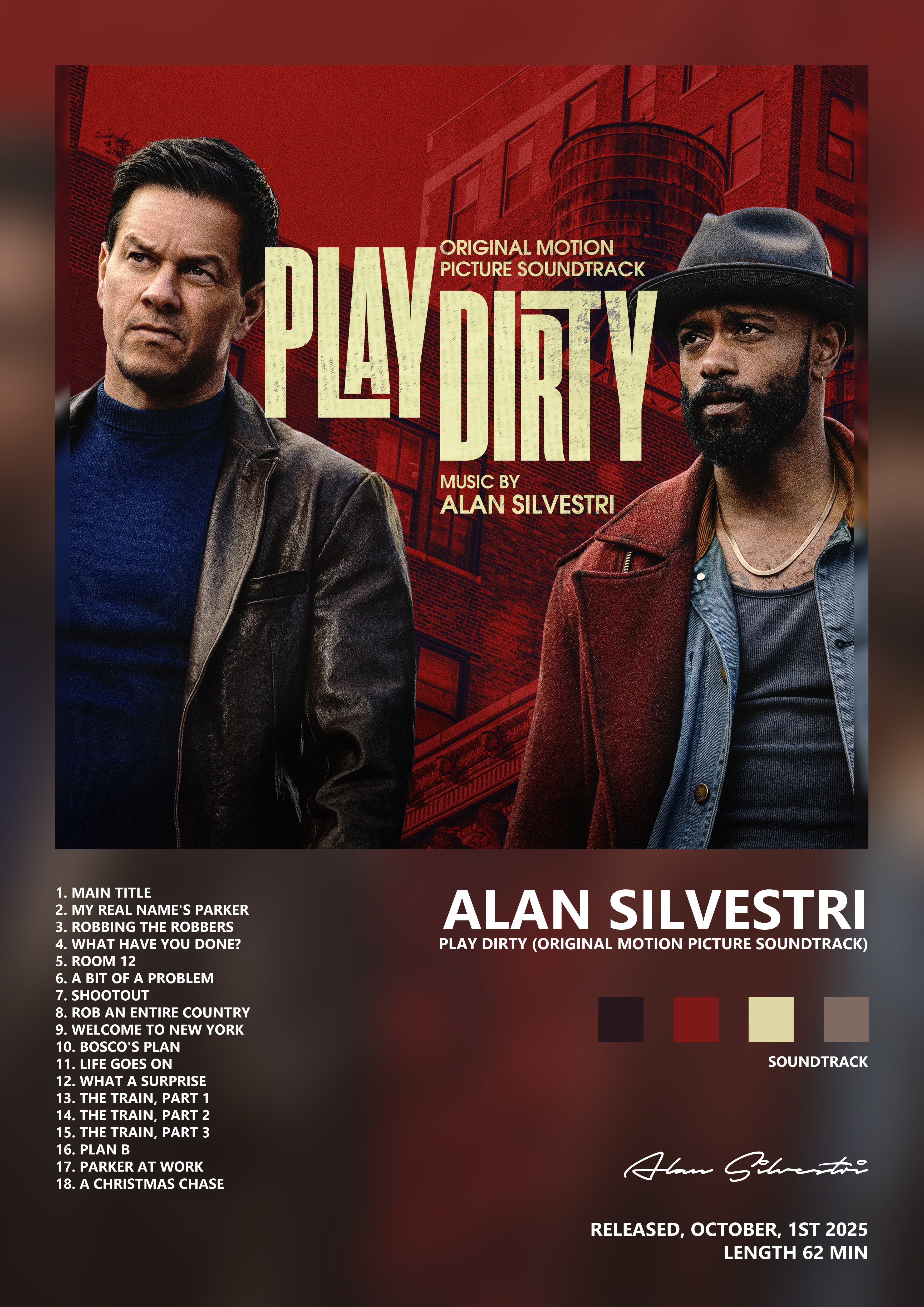 Music poster: Alan Silvestri - Play Dirty Original Motion Picture Soundtrack