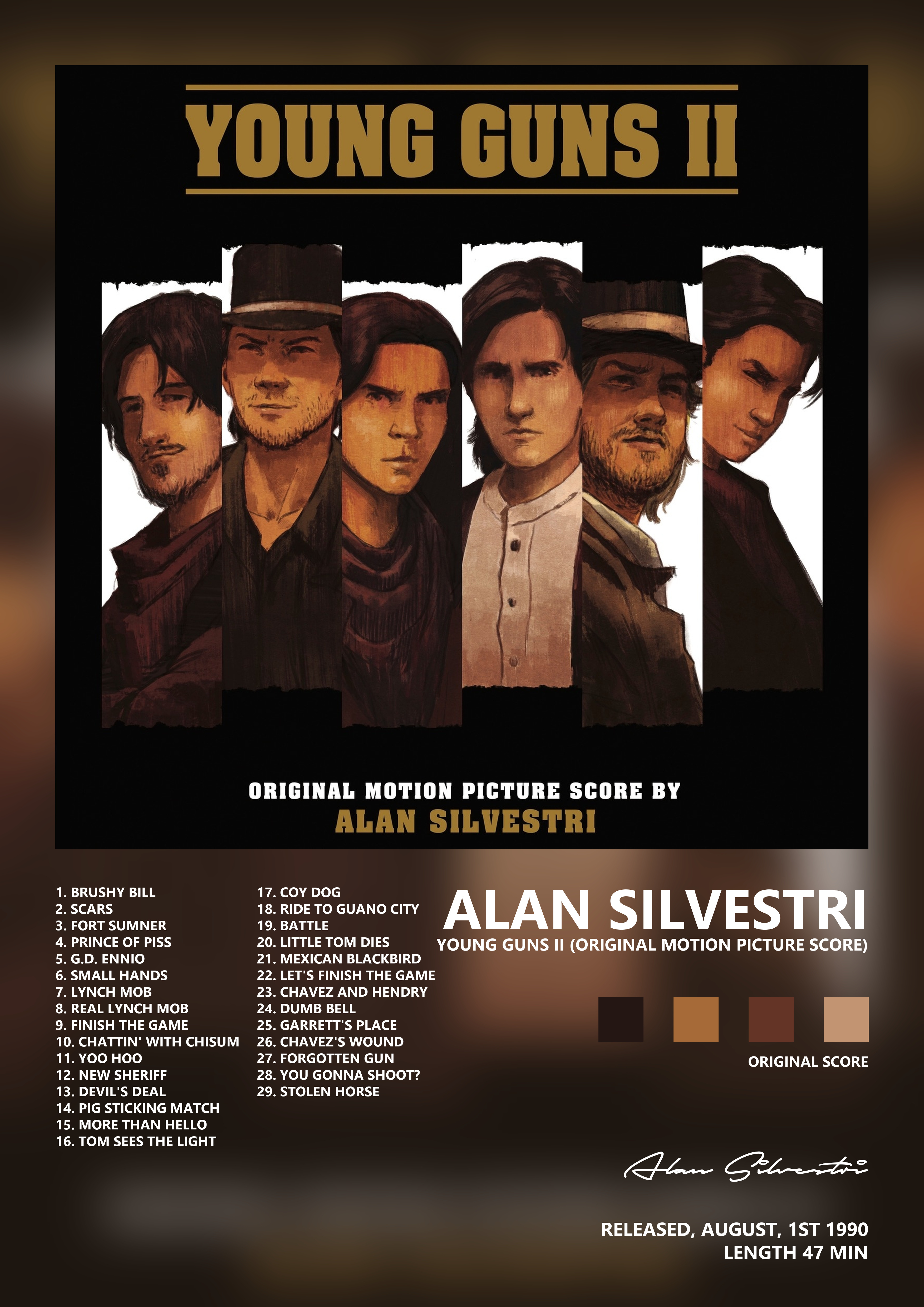 Music poster: Alan Silvestri - Young Guns II Original Motion Picture Score