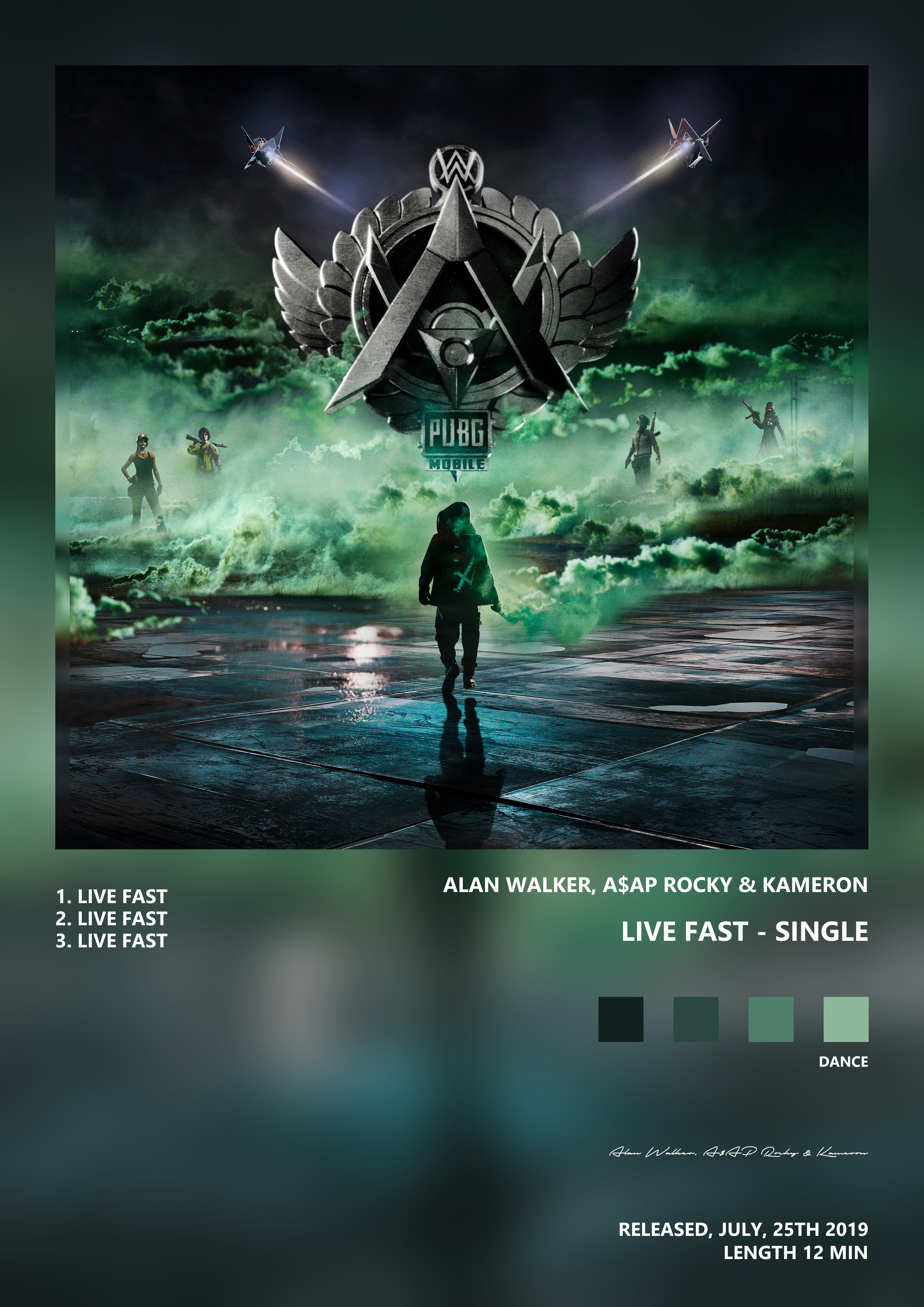 Music poster: Alan Walker AAP Rocky Kameron - Live Fast - Single