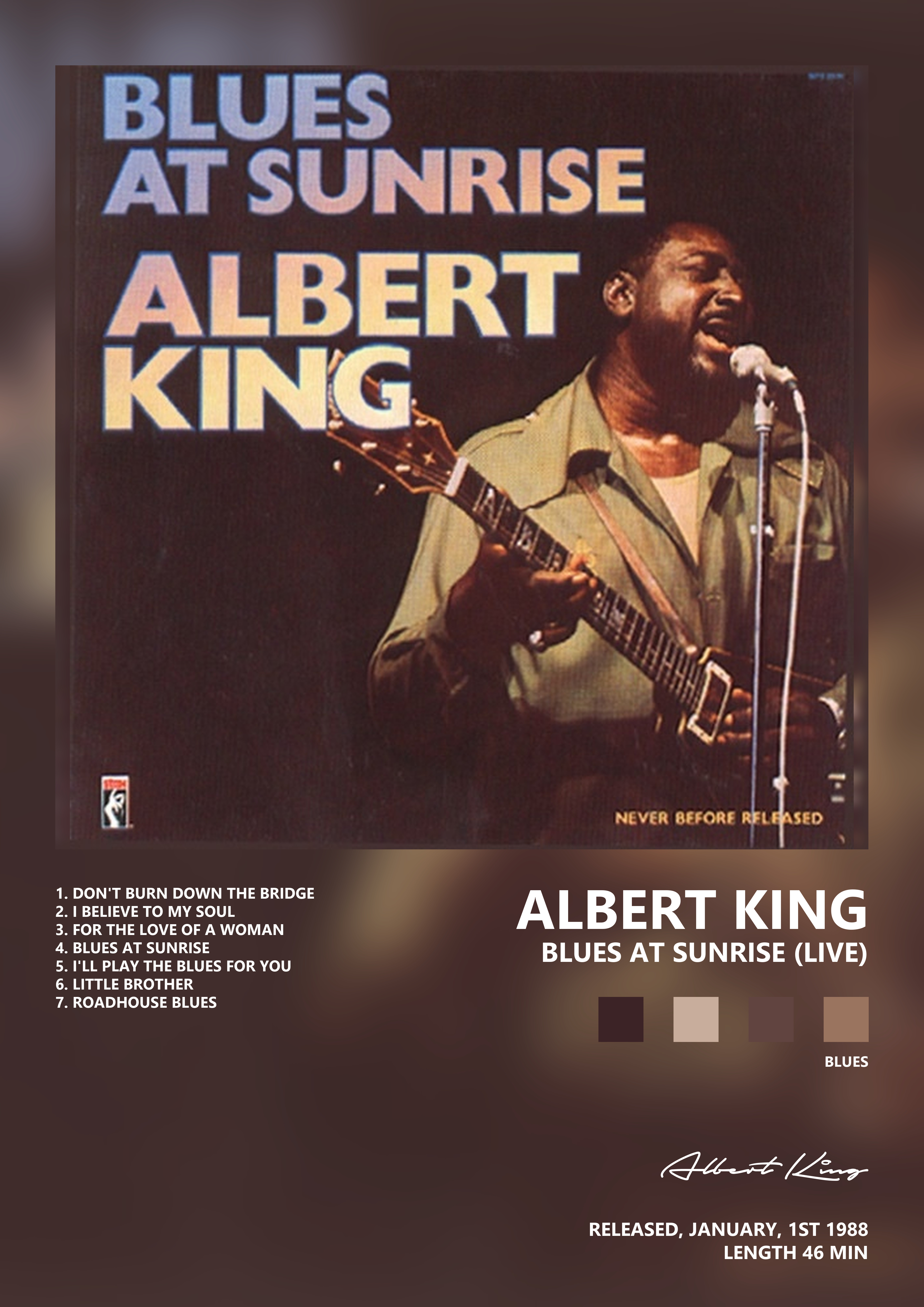 Music poster: Albert King - Blues At Sunrise Live
