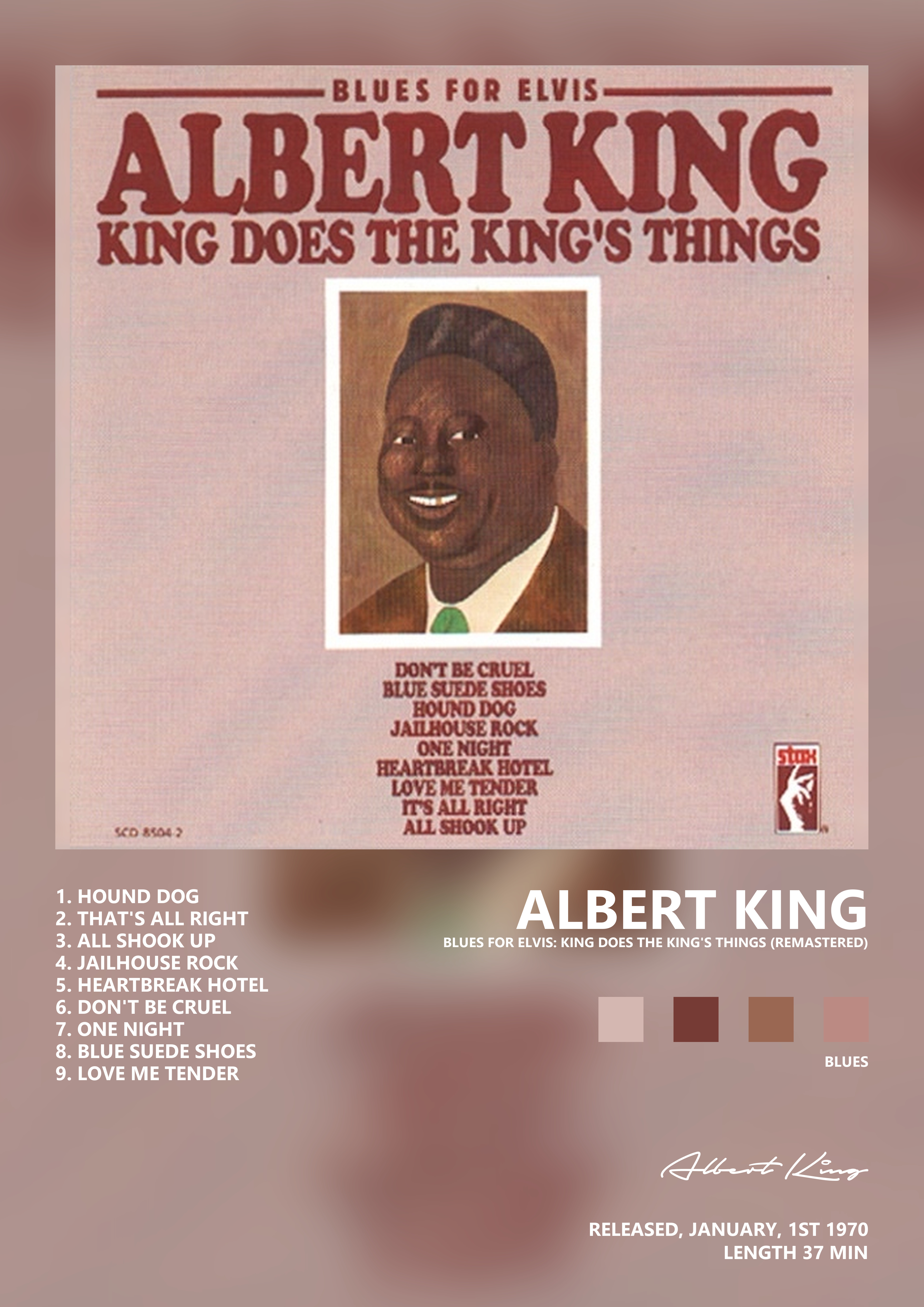 Music poster: Albert King - Blues for Elvis King Does the Kings Things Remastered