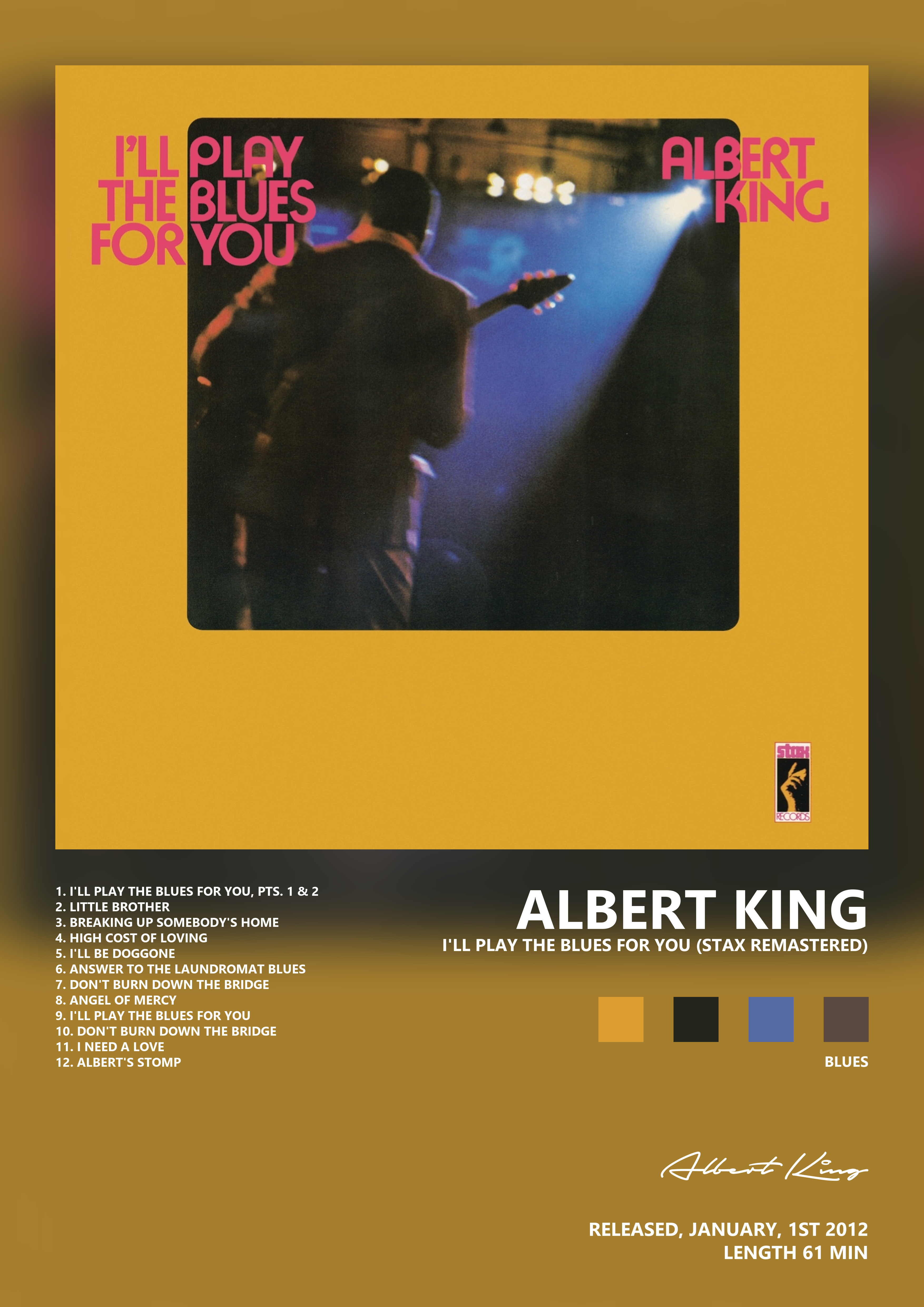 Music poster: Albert King - Ill Play the Blues for You Stax Remastered