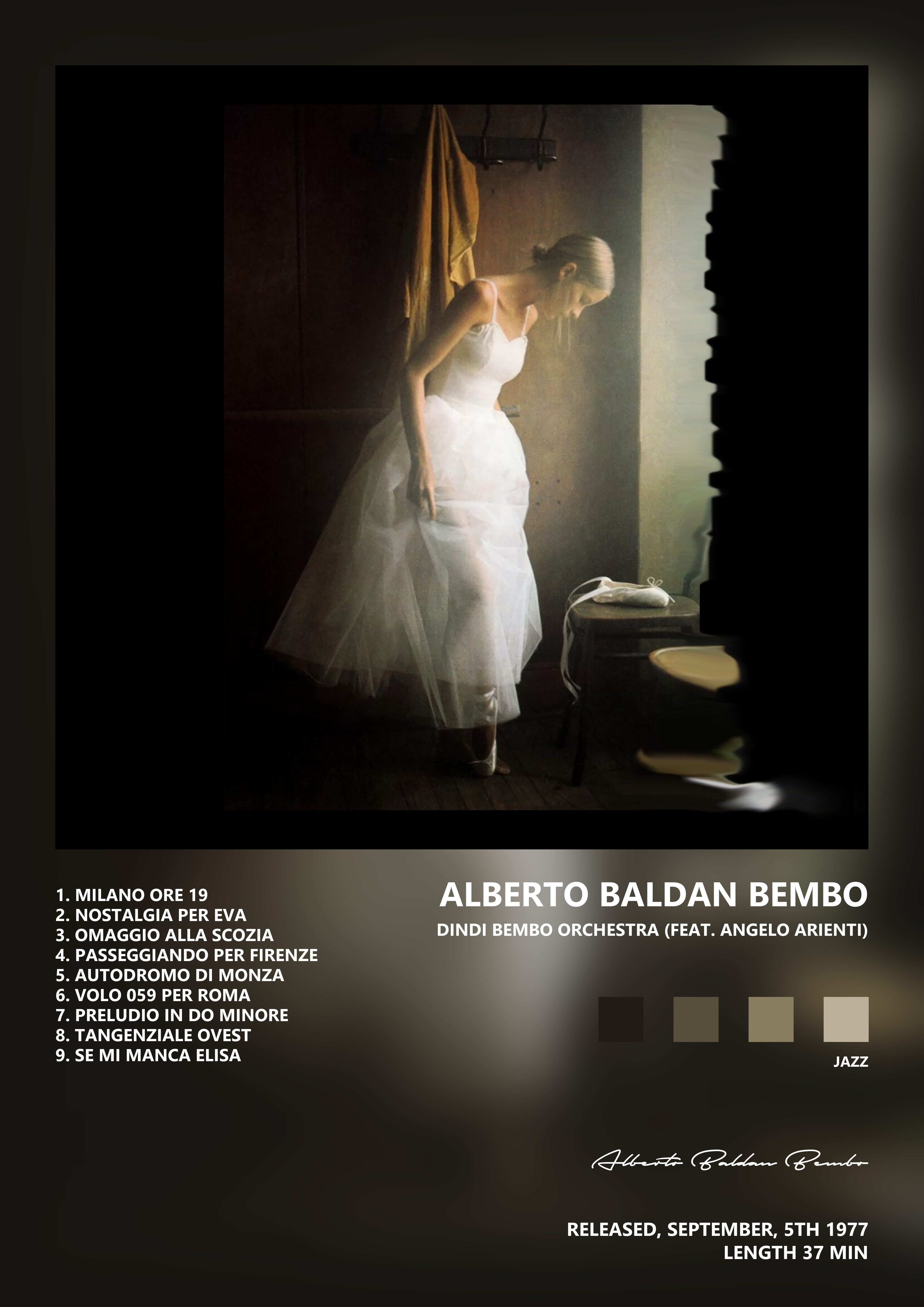 Music poster: Alberto Baldan Bembo - Dindi Bembo Orchestra feat Angelo Arienti