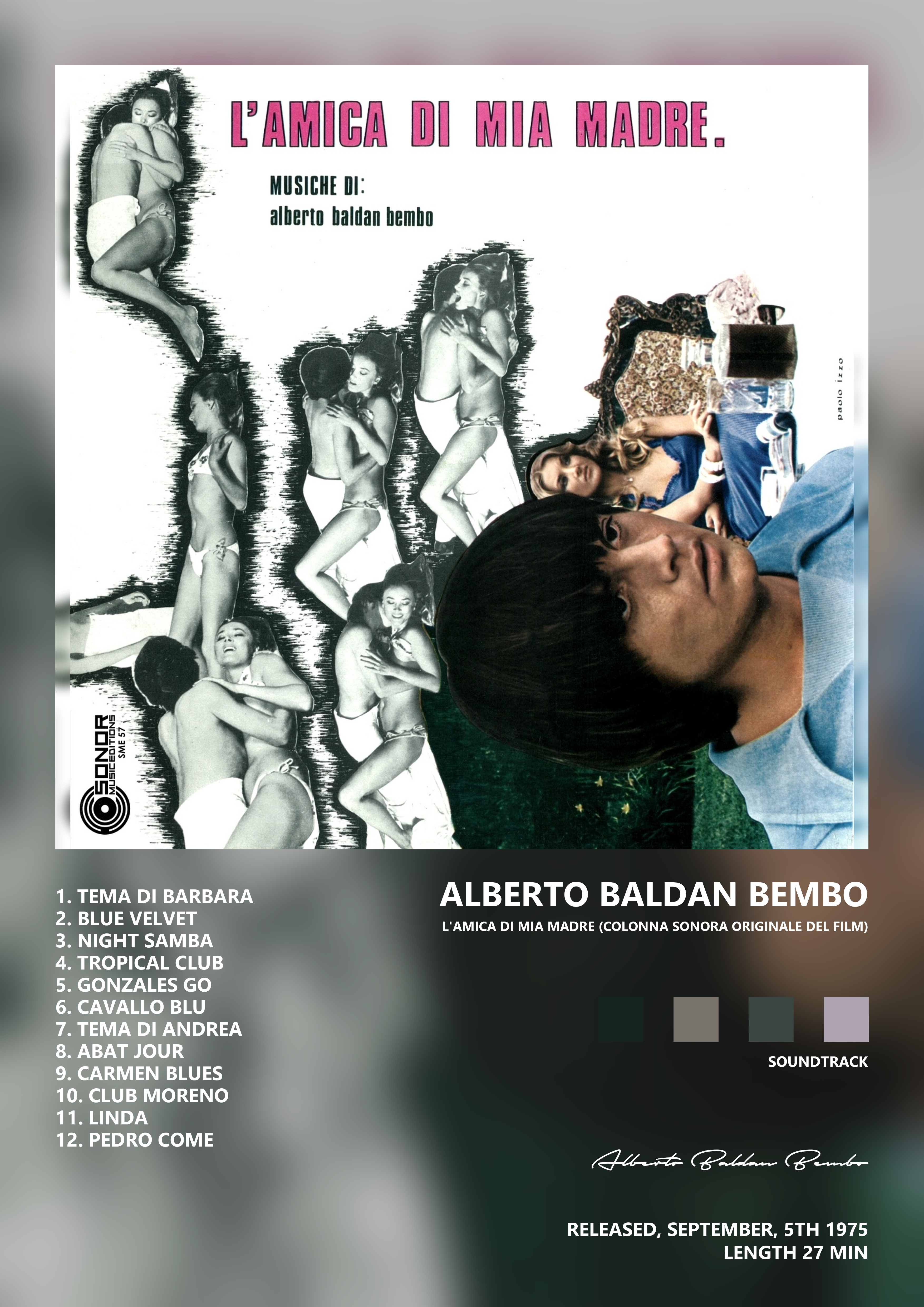 Music poster: Alberto Baldan Bembo - Lamica di mia madre Colonna sonora originale del film
