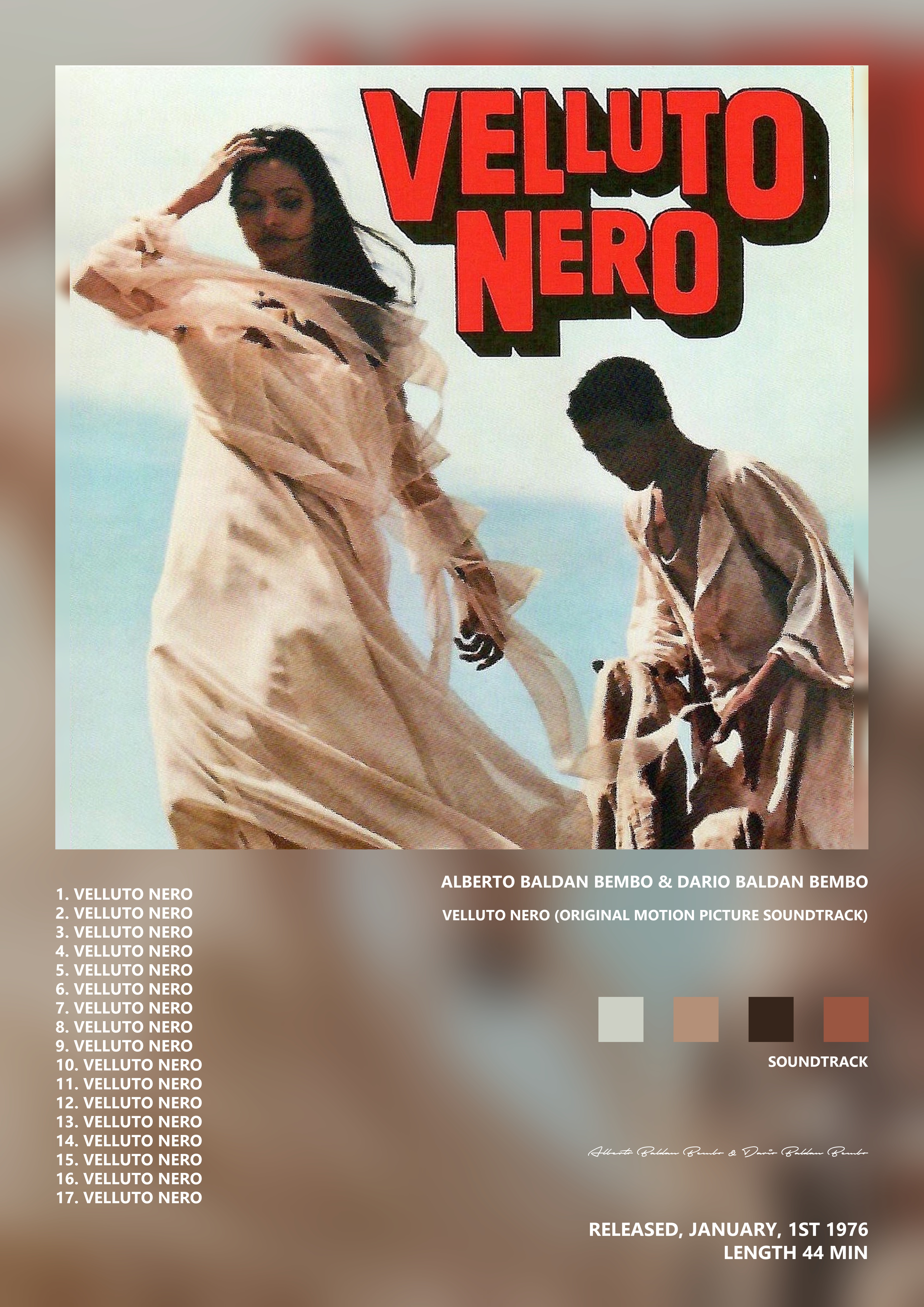 Music poster: Alberto Baldan Bembo Dario Baldan Bembo - Velluto Nero Original Motion Picture Soundtrack