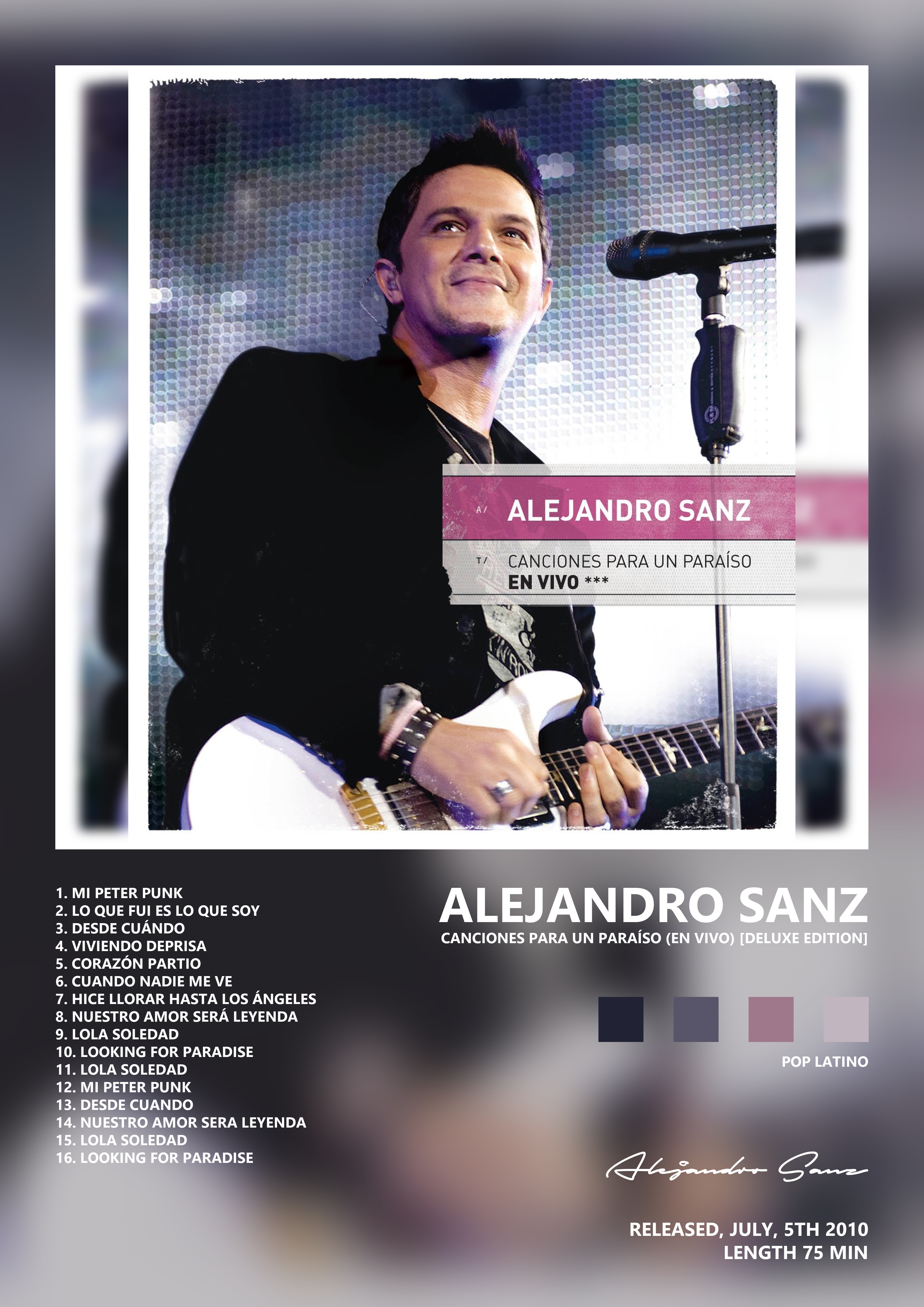 Music poster: Alejandro Sanz - Canciones para un Paraíso En Vivo Deluxe Edition