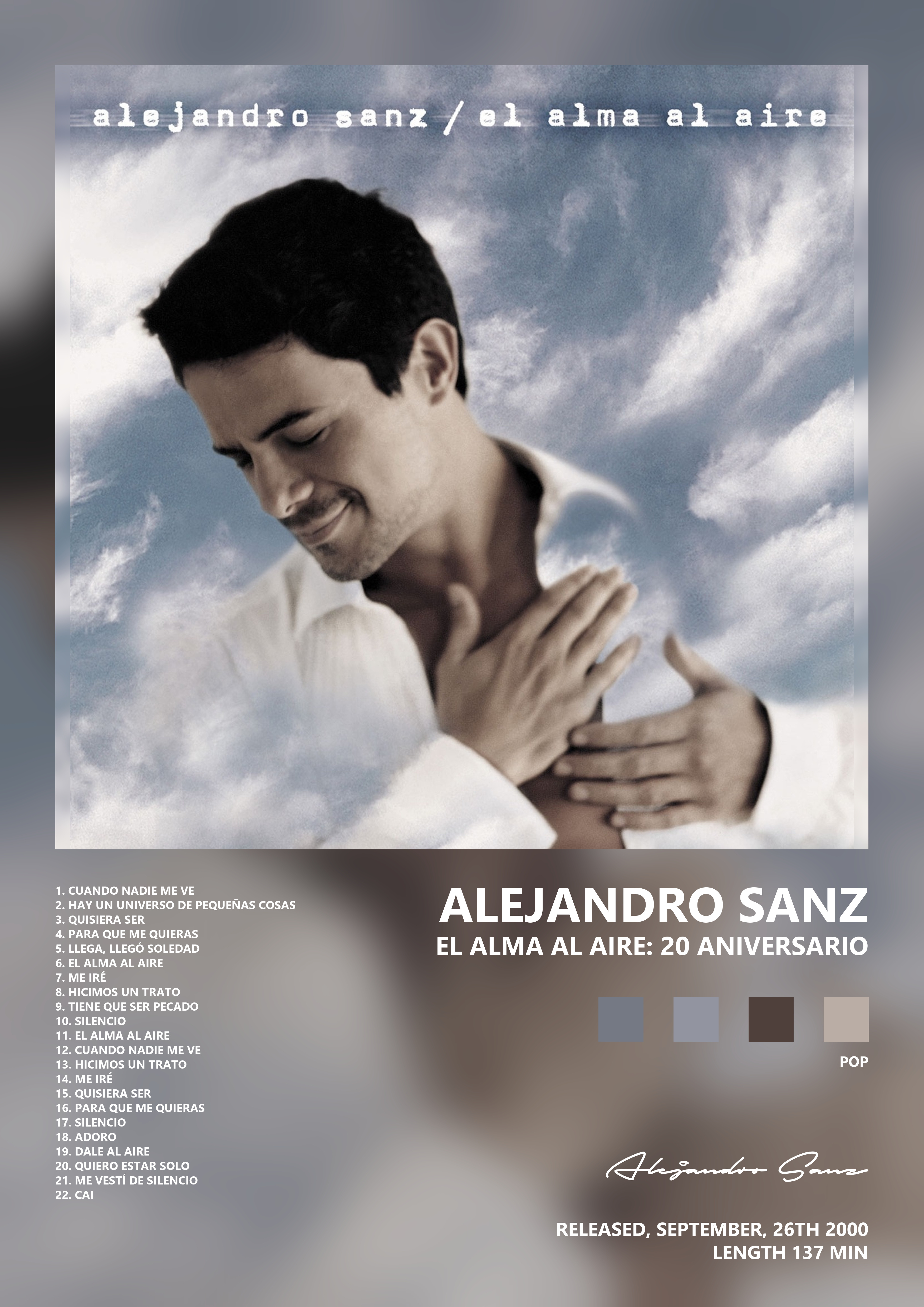 Music poster: Alejandro Sanz - El Alma Al Aire 20 Aniversario