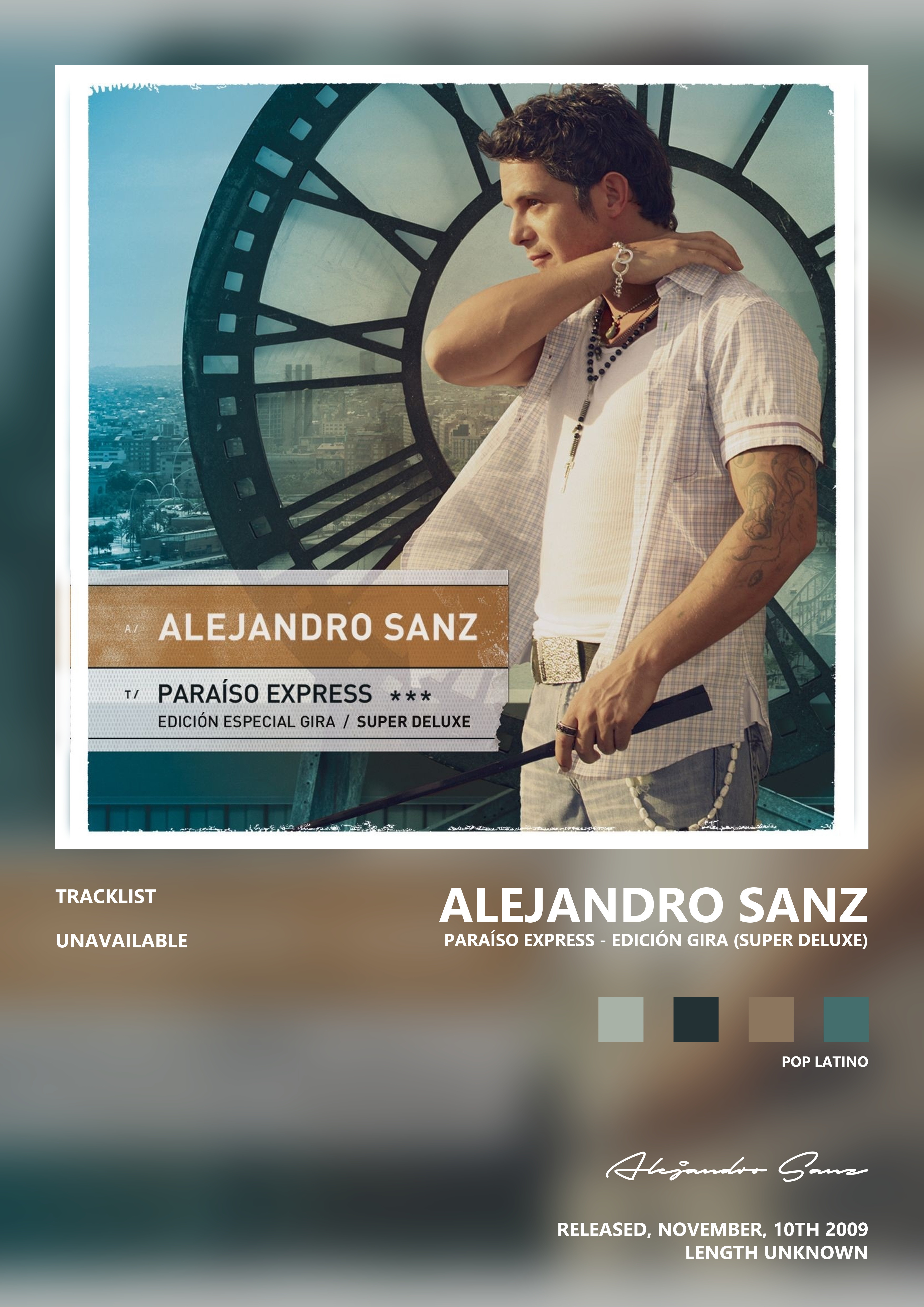 Music poster: Alejandro Sanz - Paraíso Express - Edición Gira Super Deluxe