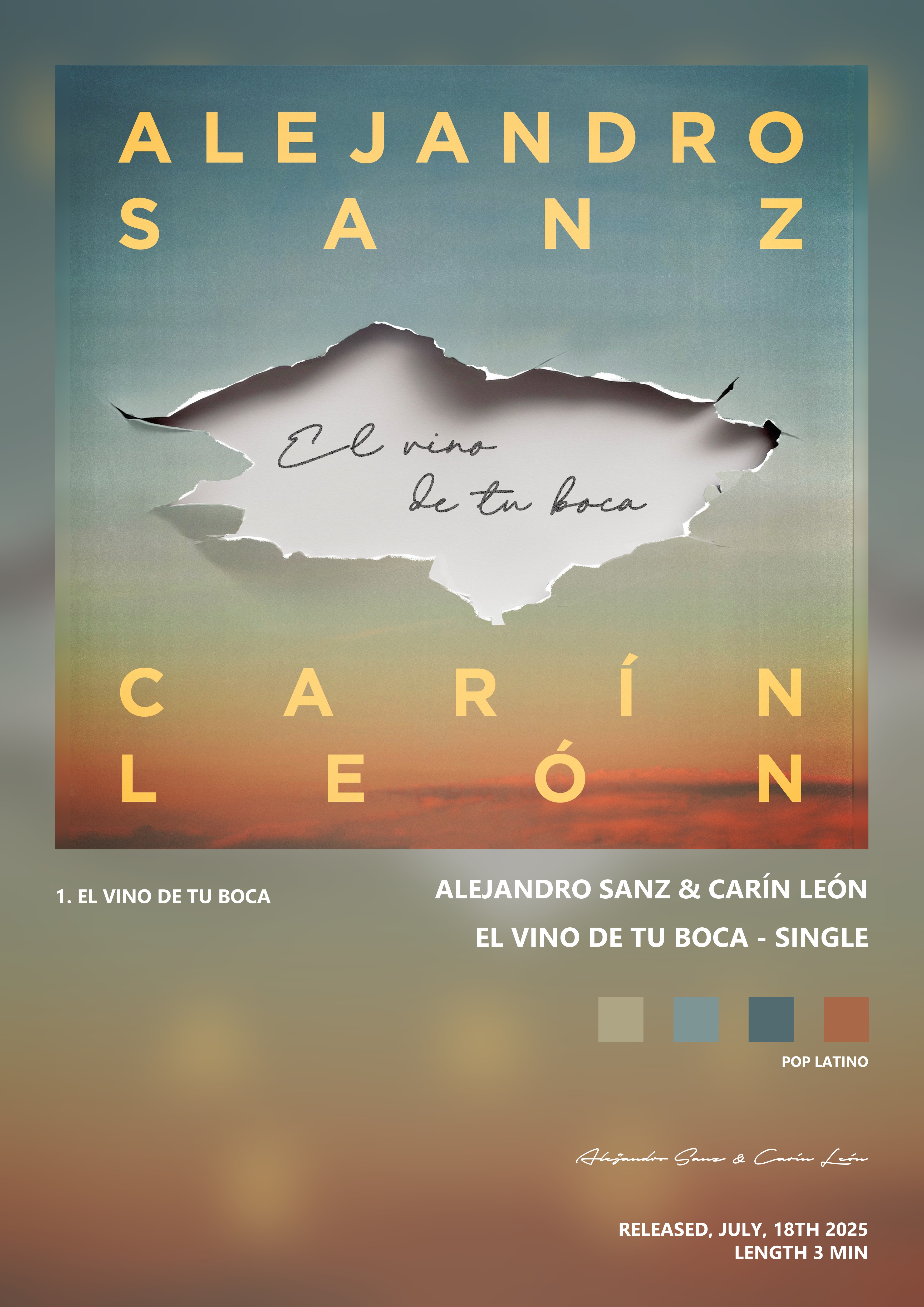 Music poster: Alejandro Sanz Carín León - El vino de tu boca - Single