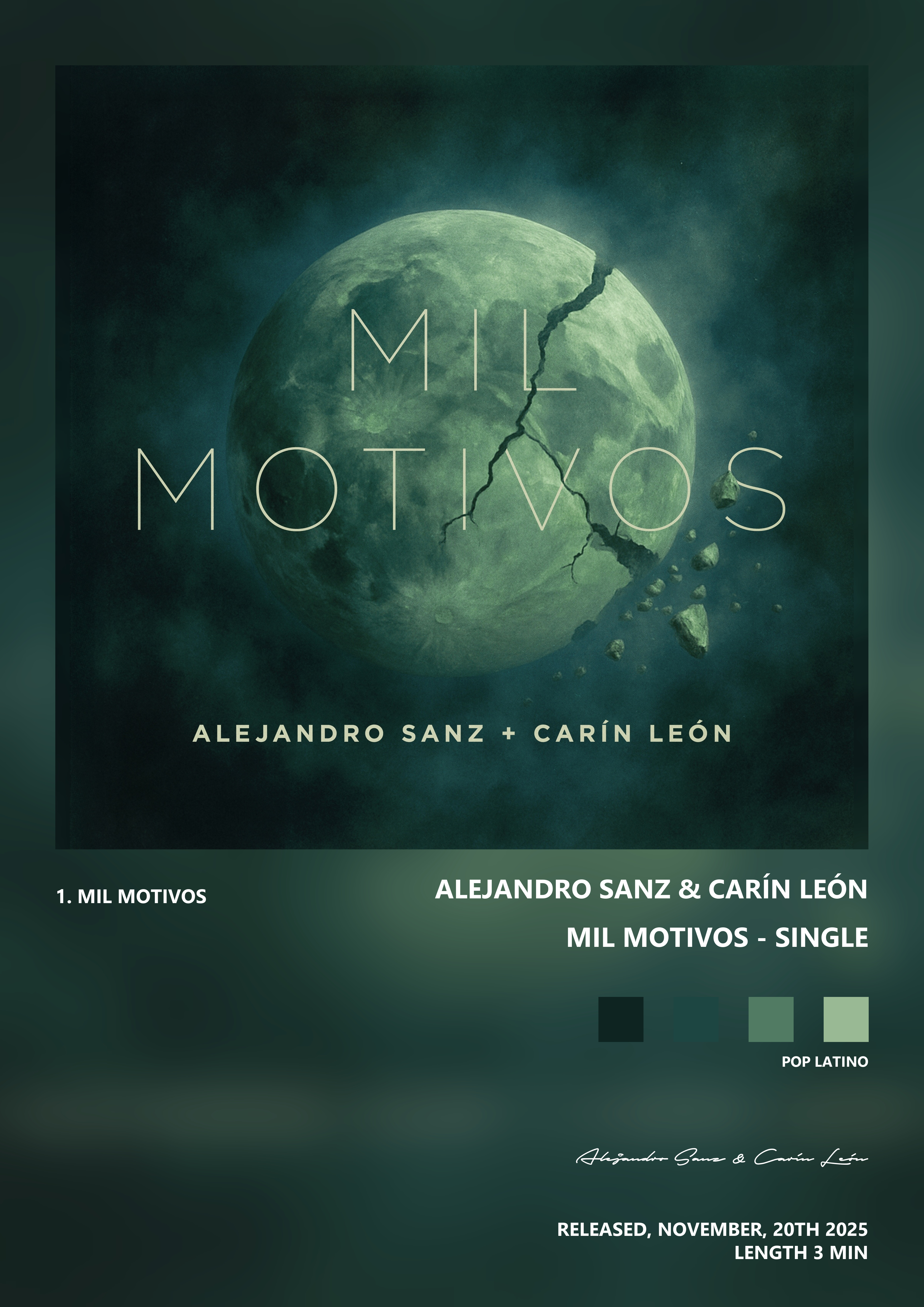 Music poster: Alejandro Sanz Carín León - Mil motivos - Single
