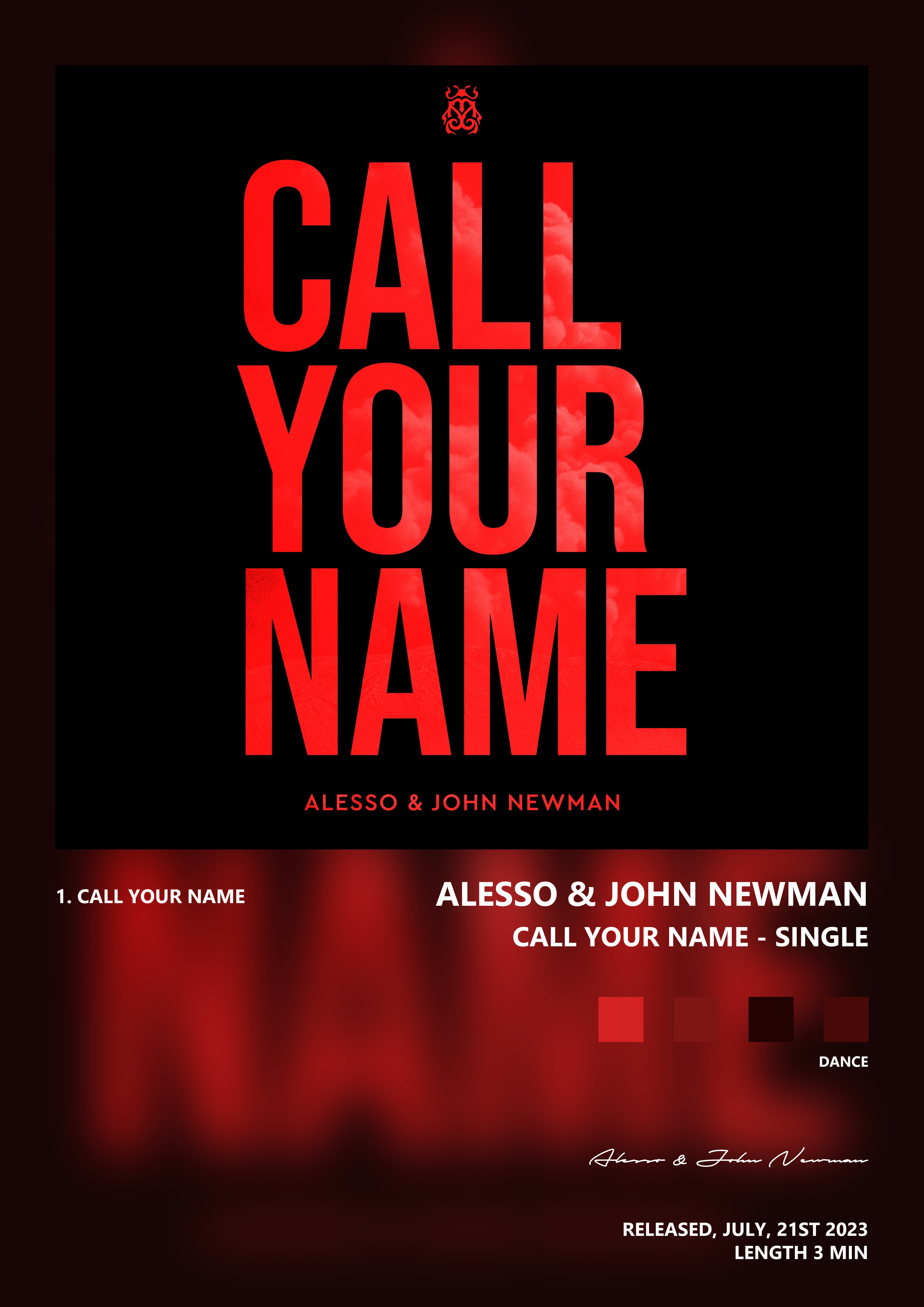 Music poster: Alesso John Newman - Call Your Name - Single