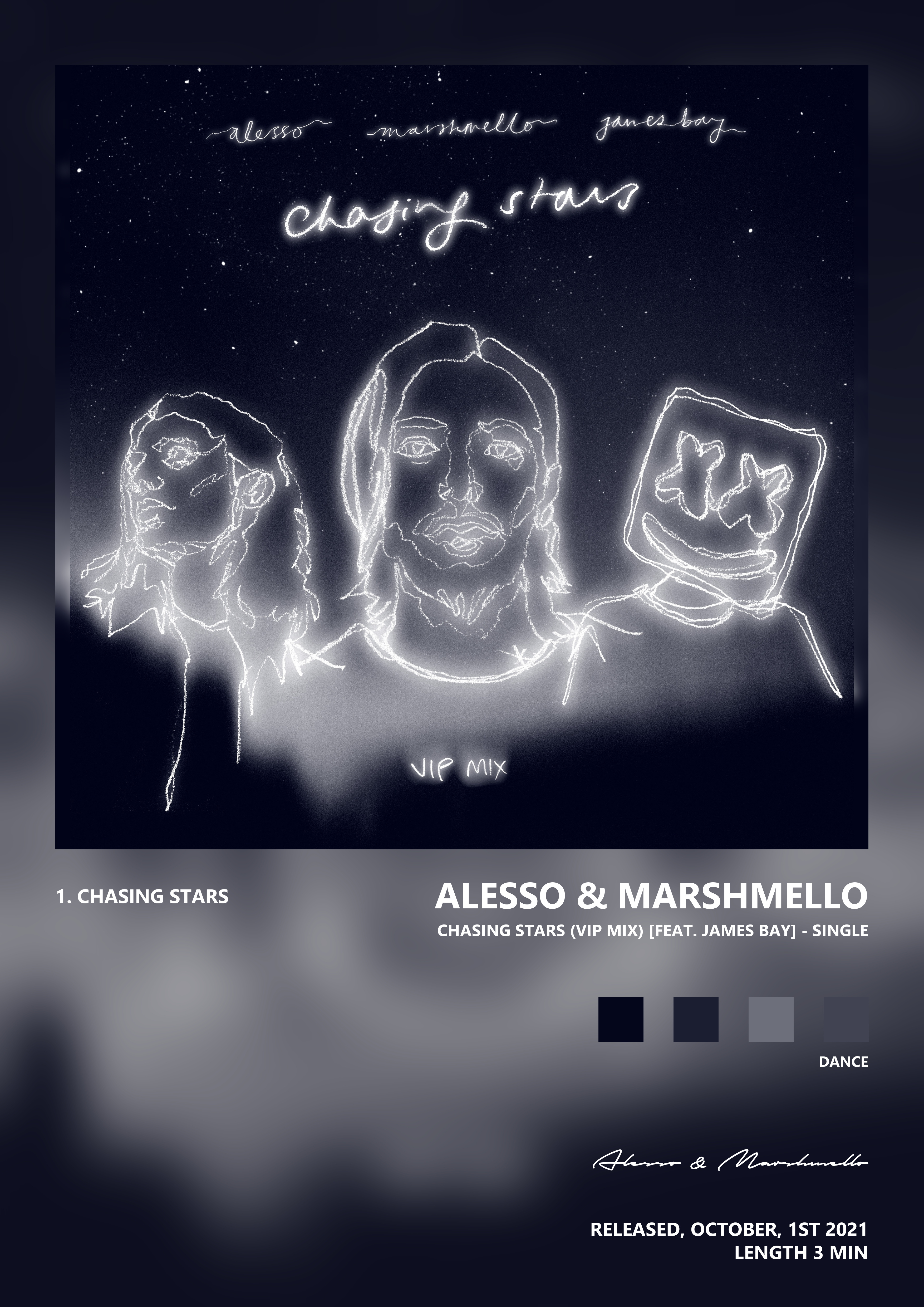 Music poster: Alesso Marshmello - Chasing Stars VIP Mix feat James Bay - Single