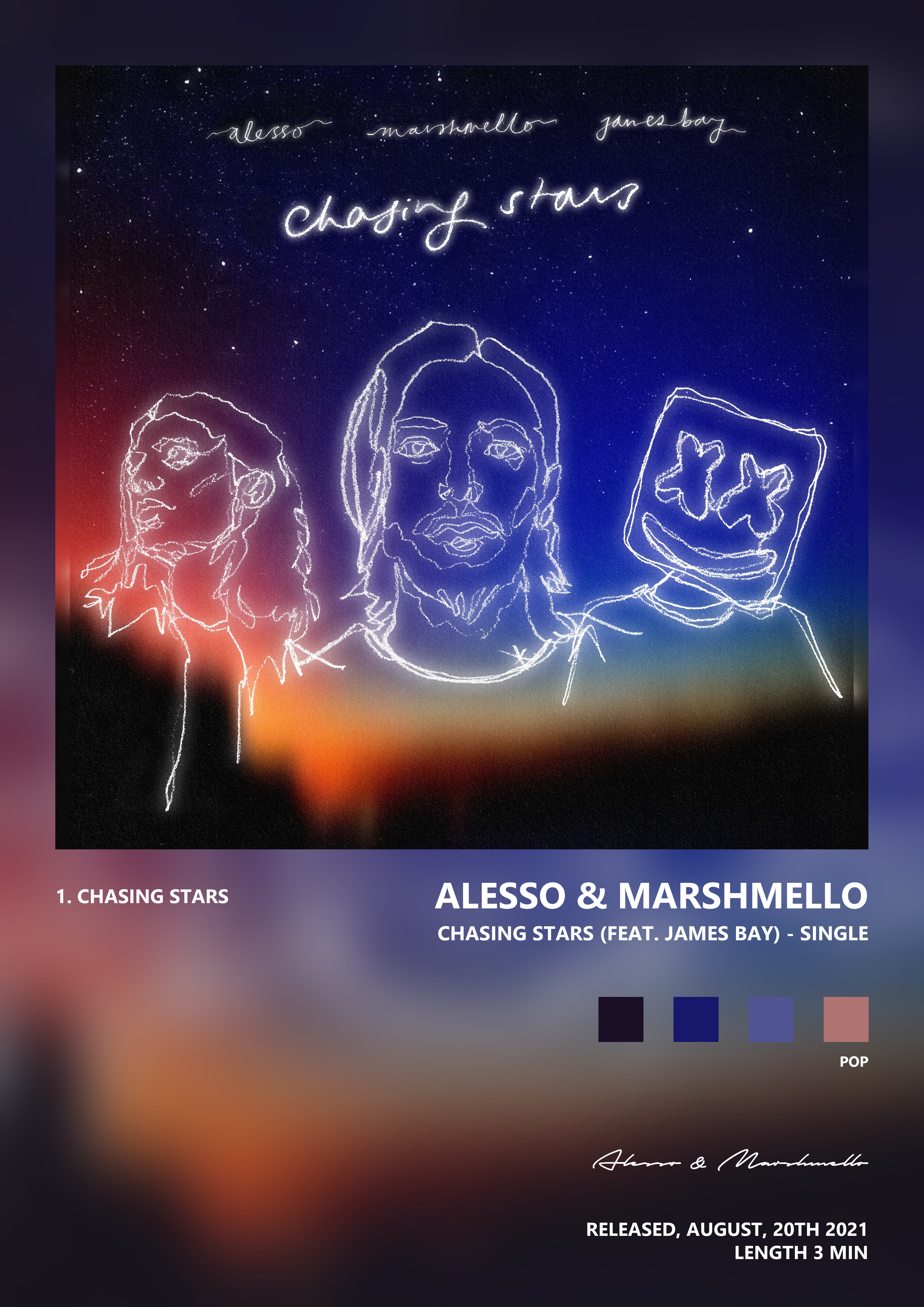 Music poster: Alesso Marshmello - Chasing Stars feat James Bay - Single