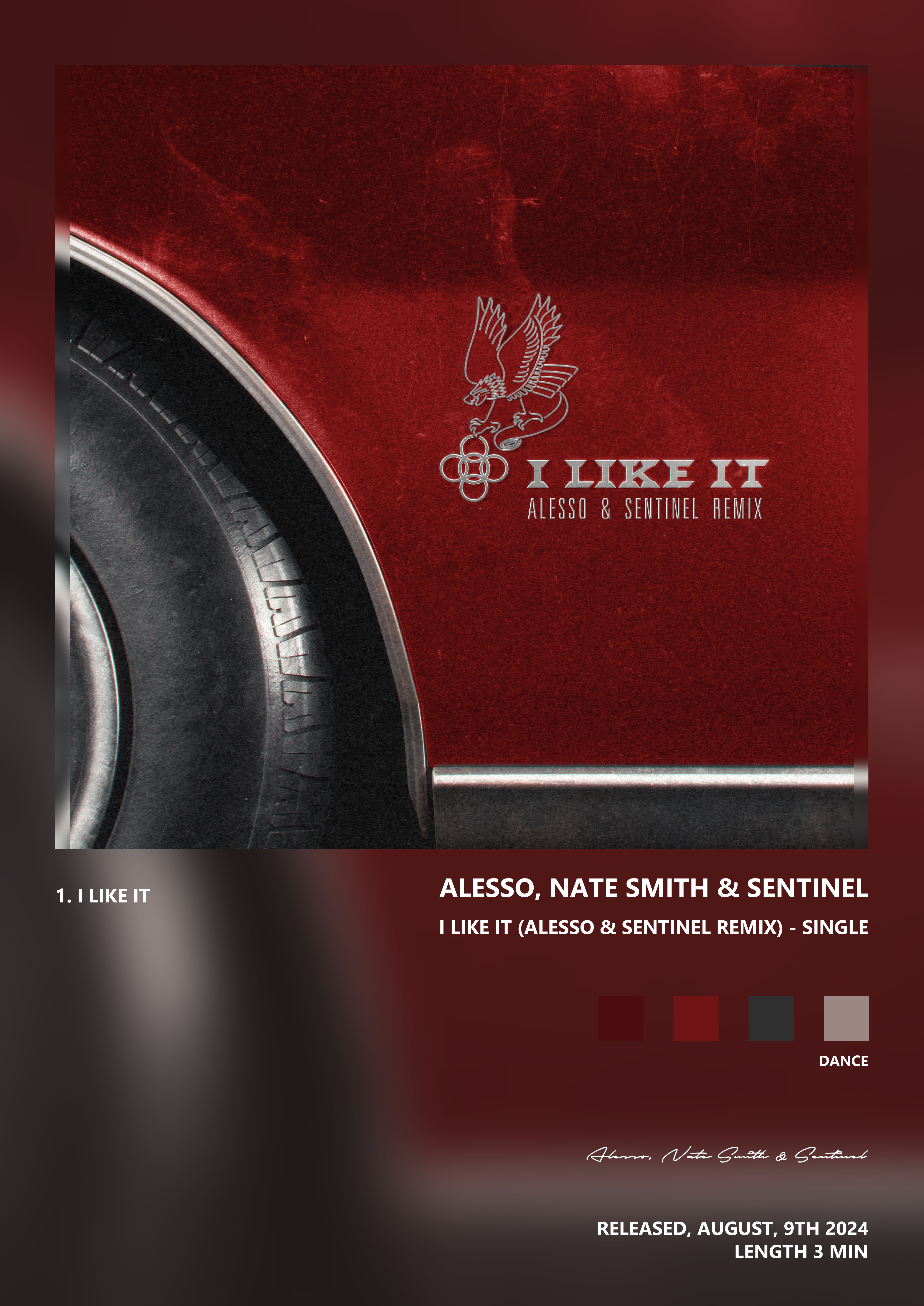 Music poster: Alesso Nate Smith Sentinel - I Like It Alesso Sentinel Remix - Single