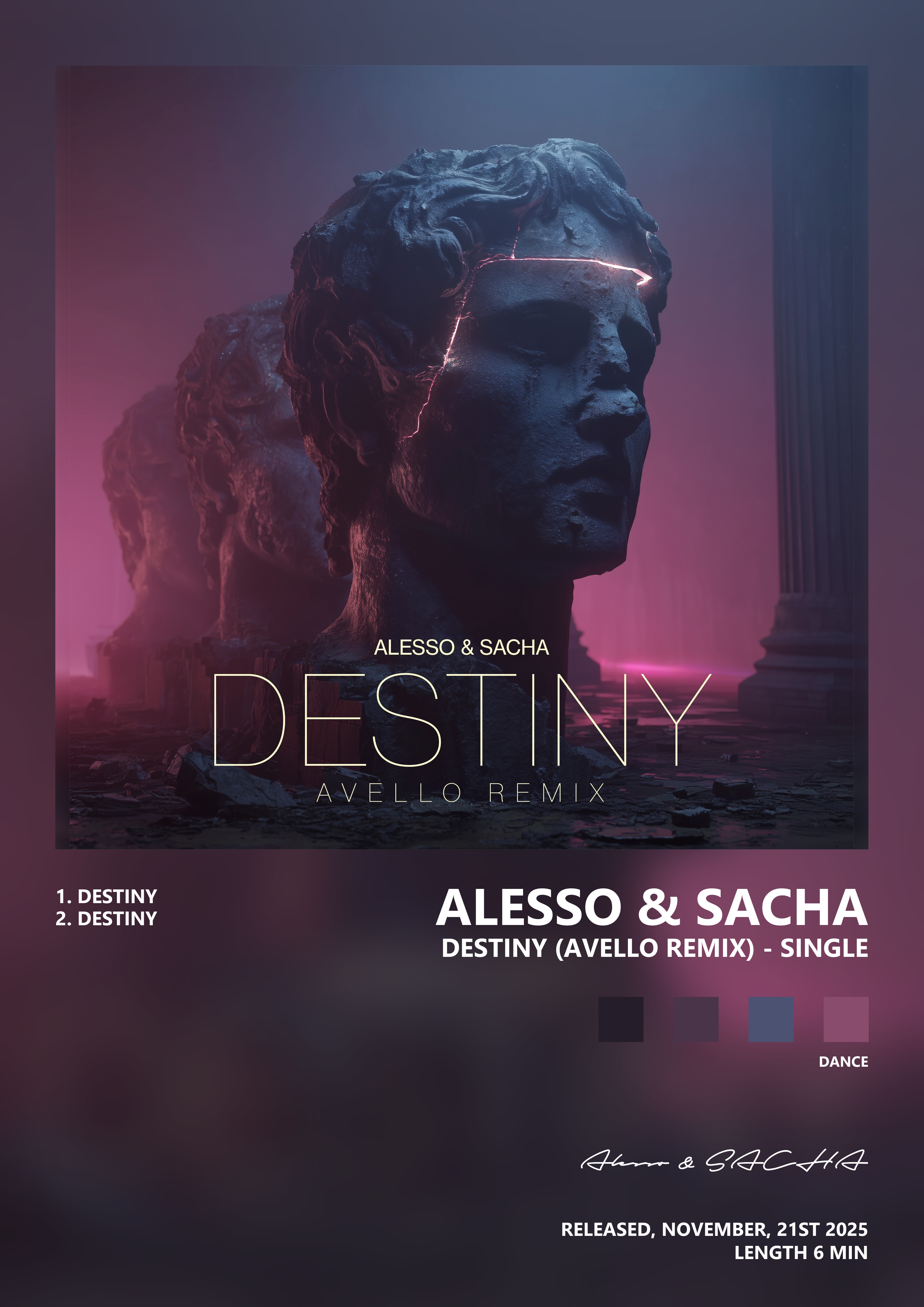 Music poster: Alesso SACHA - Destiny AVELLO Remix - Single