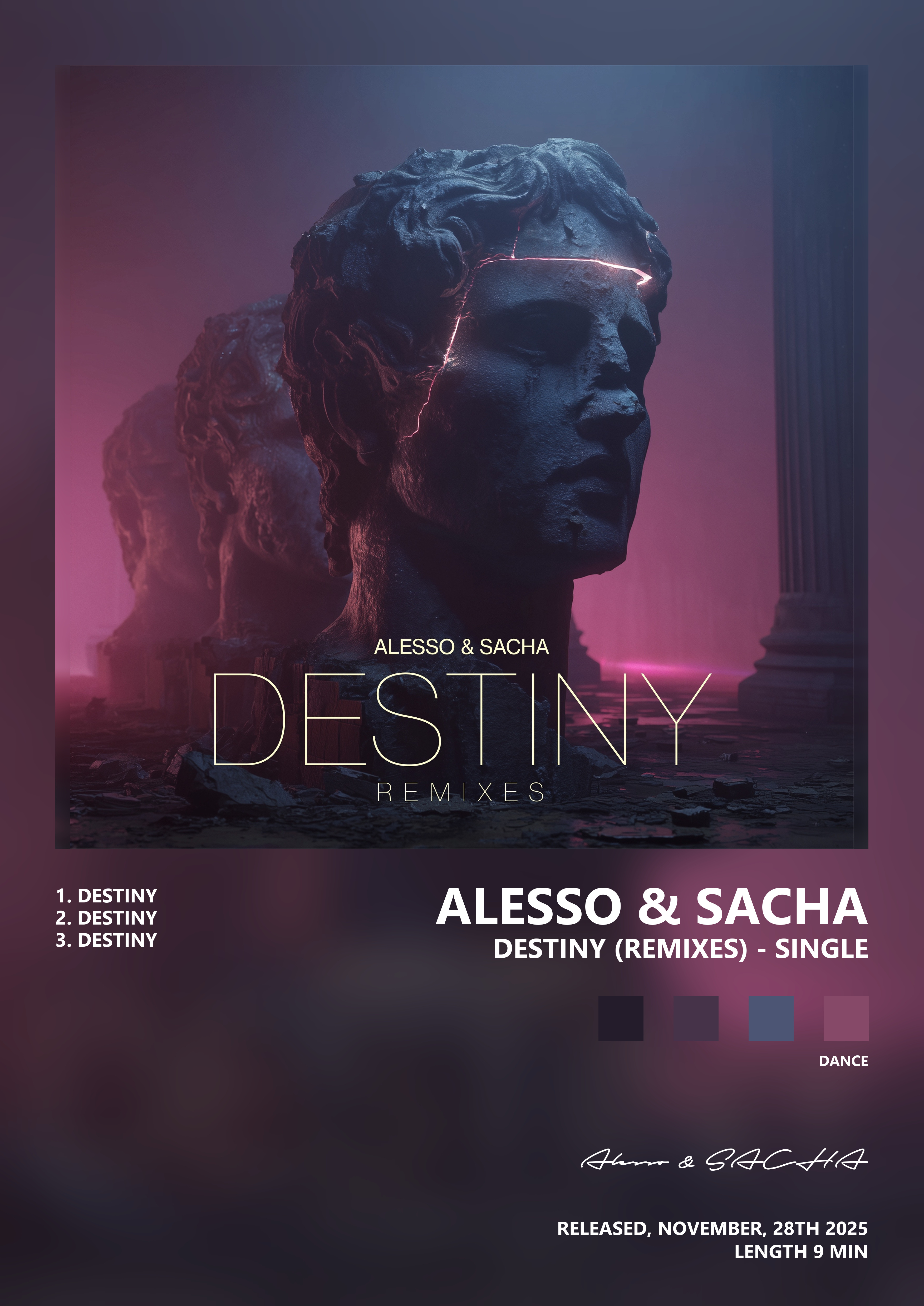 Music poster: Alesso SACHA - Destiny Remixes - Single