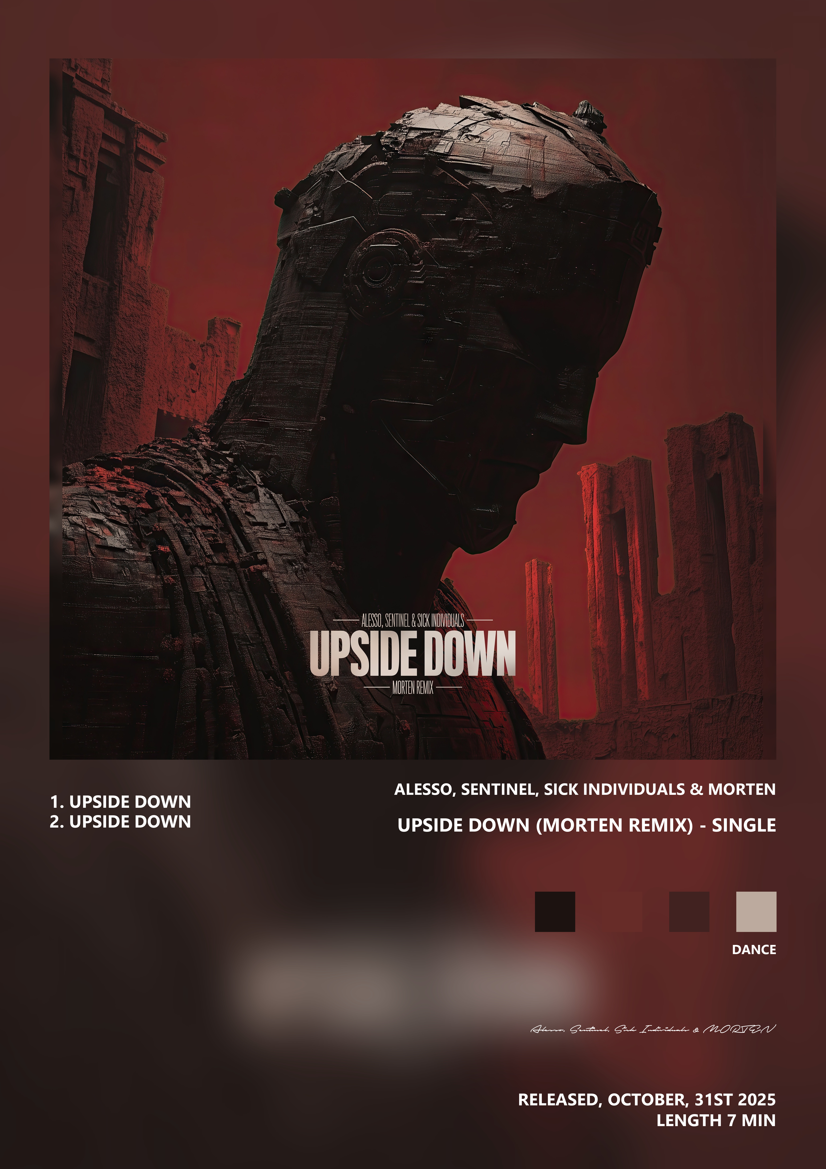 Music poster: Alesso Sentinel Sick Individuals MORTEN - Upside Down MORTEN Remix - Single