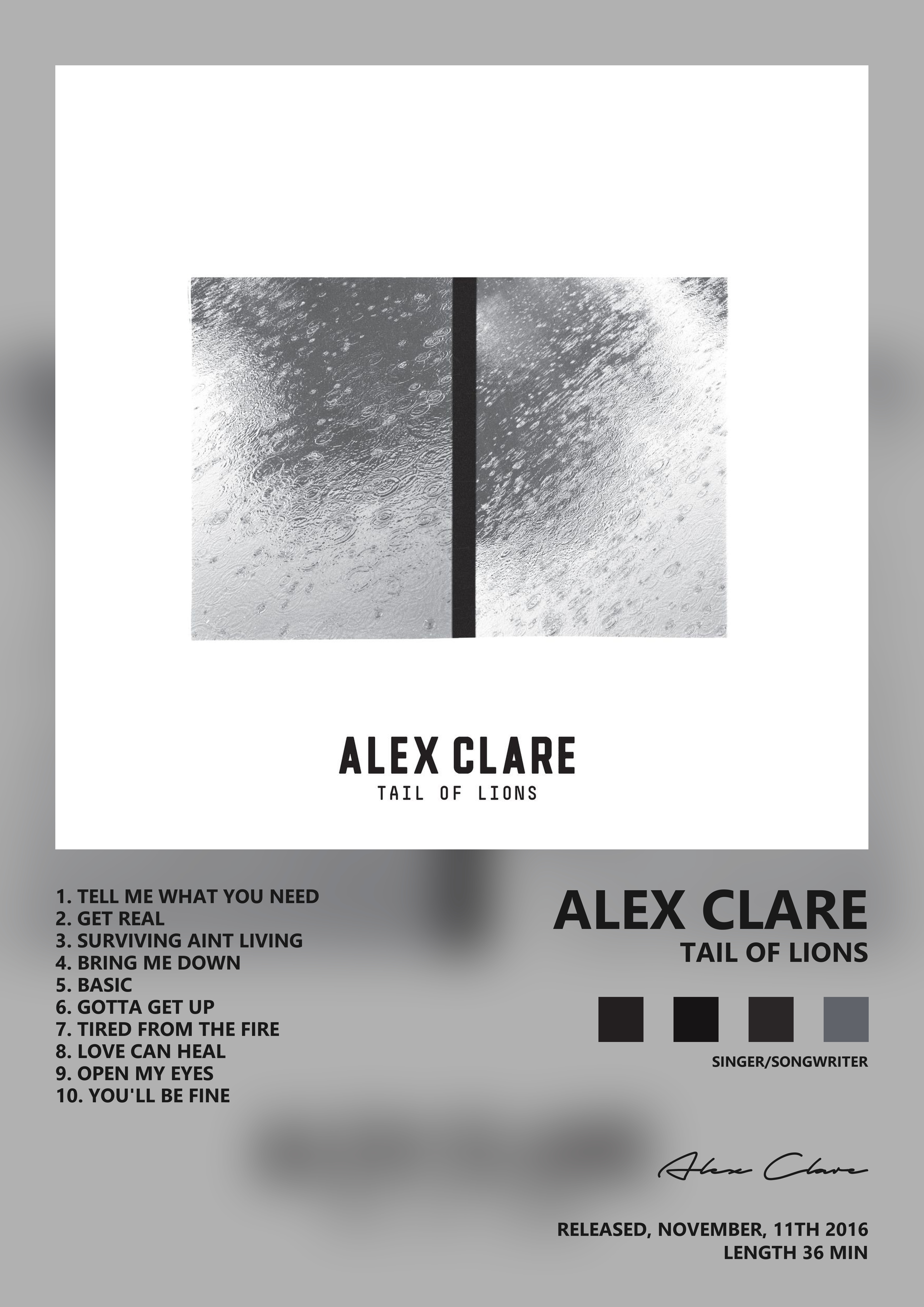 Music poster: Alex Clare - Tail of Lions