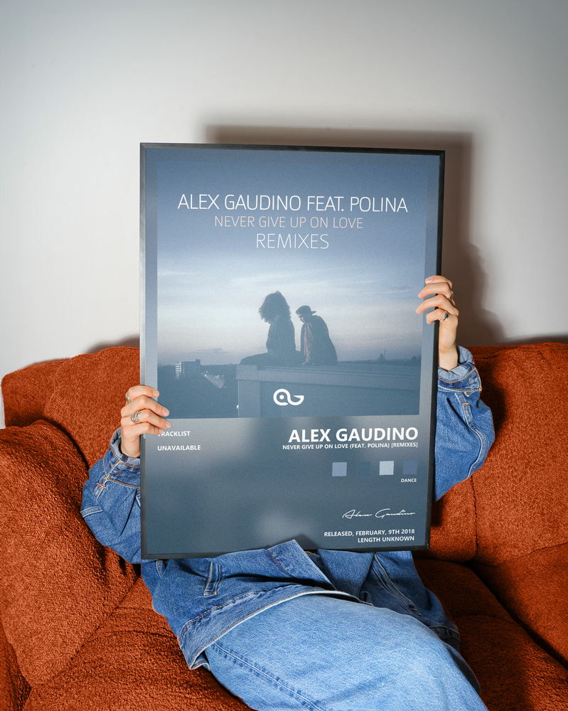 Music poster: Alex Gaudino - Never Give Up on Love feat Polina Remixes