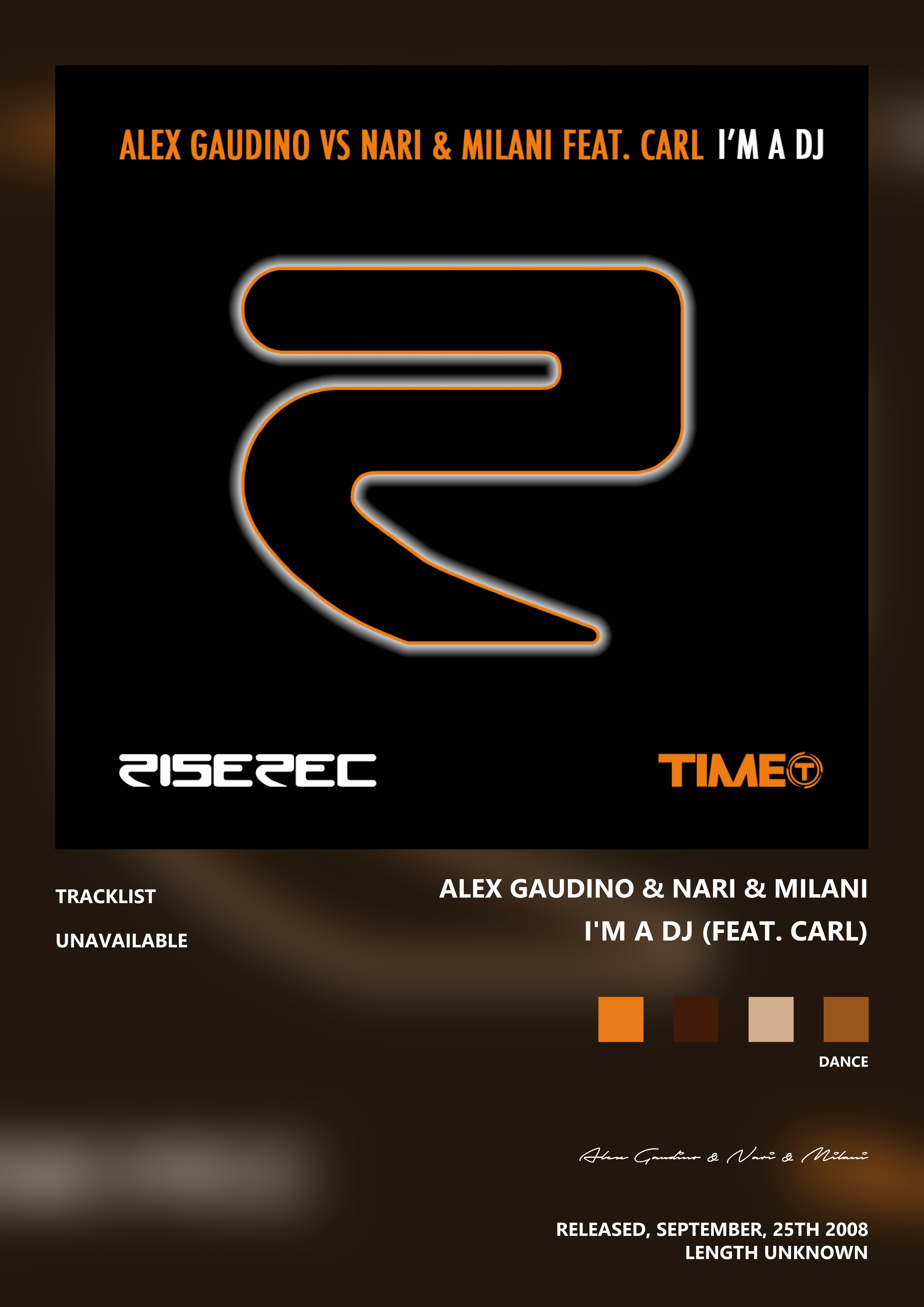 Music poster: Alex Gaudino Nari Milani - Im a DJ feat Carl