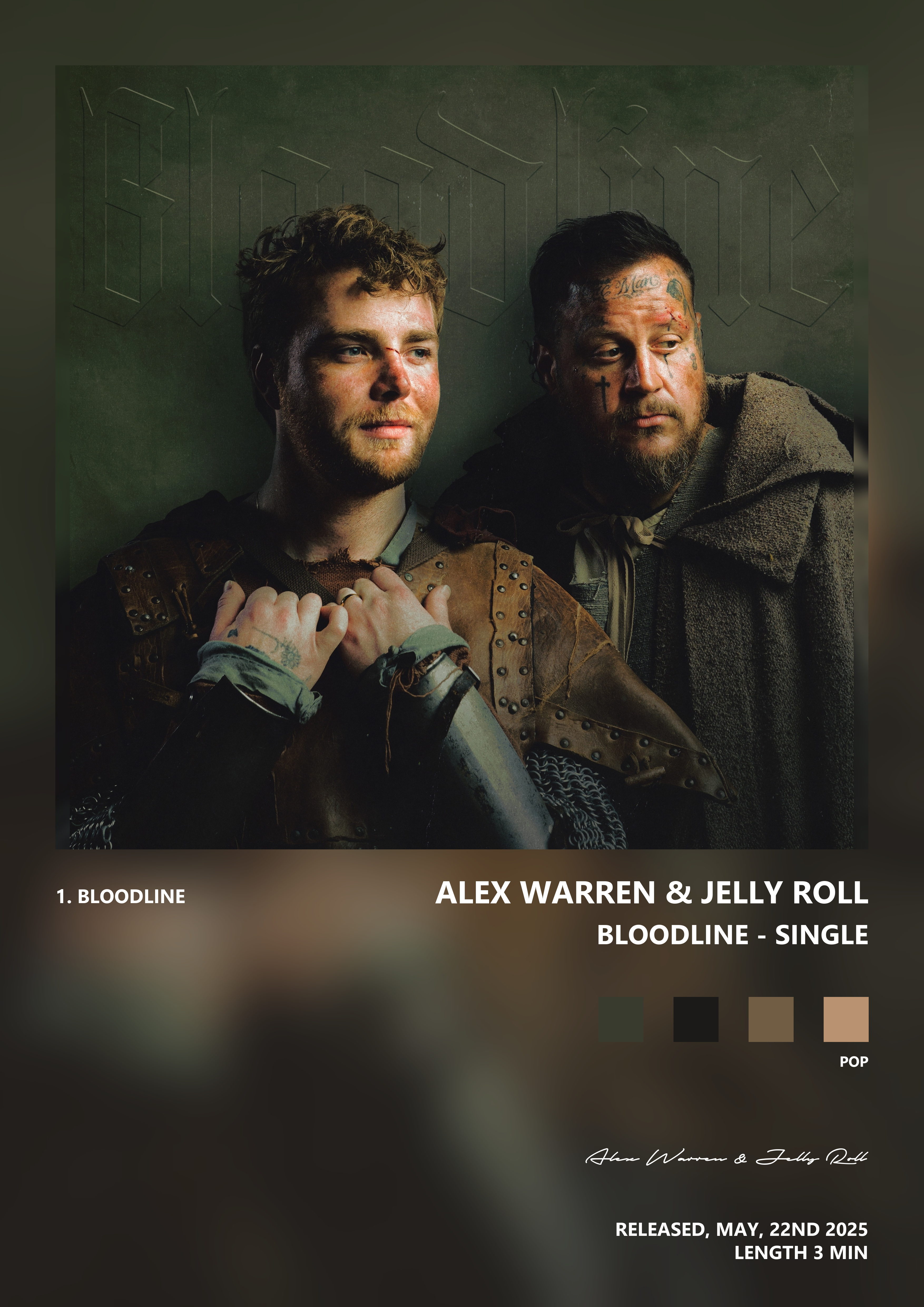 Music poster: Alex Warren Jelly Roll - Bloodline - Single