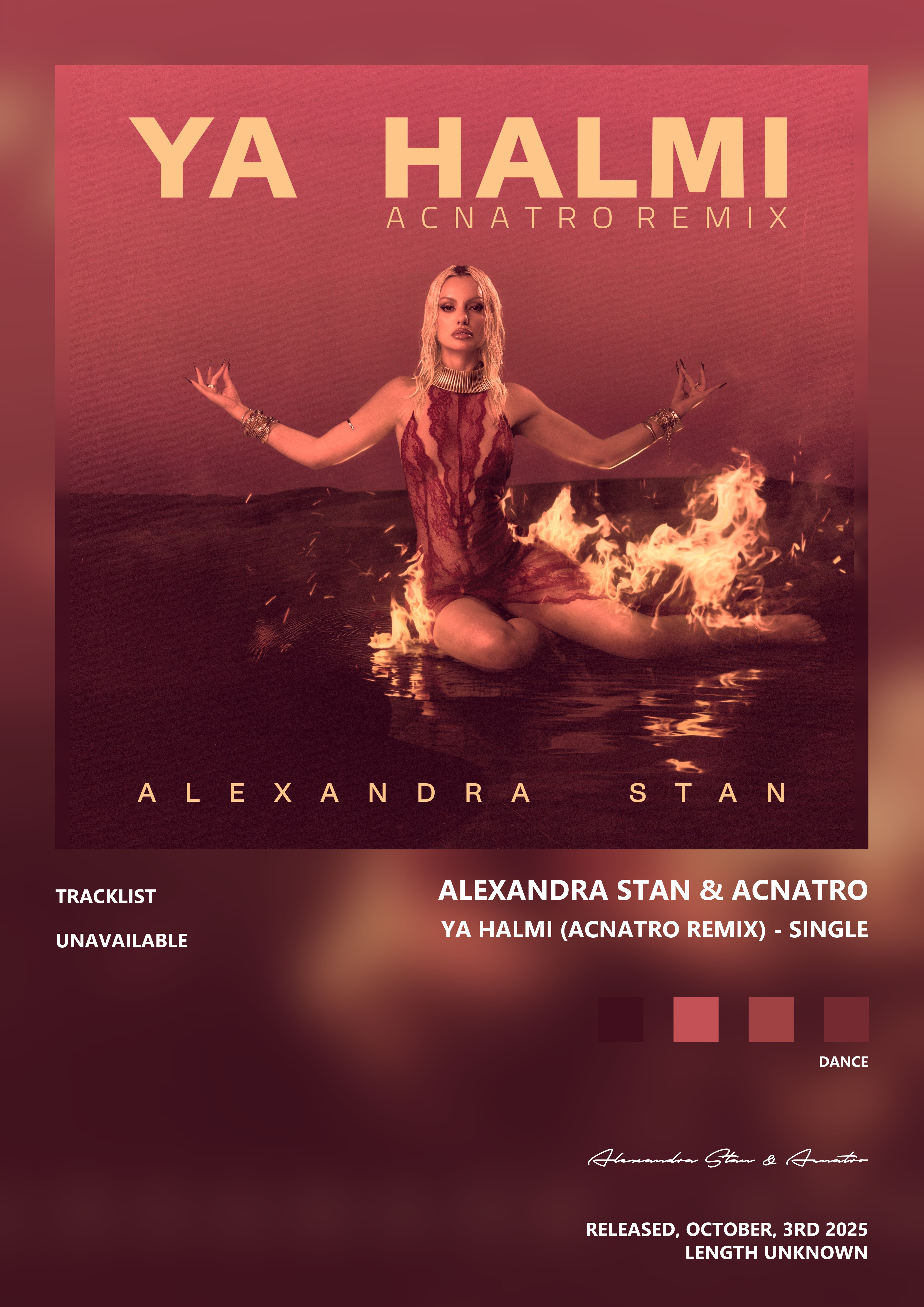 Music poster: Alexandra Stan Acnatro - Ya Halmi Acnatro Remix - Single