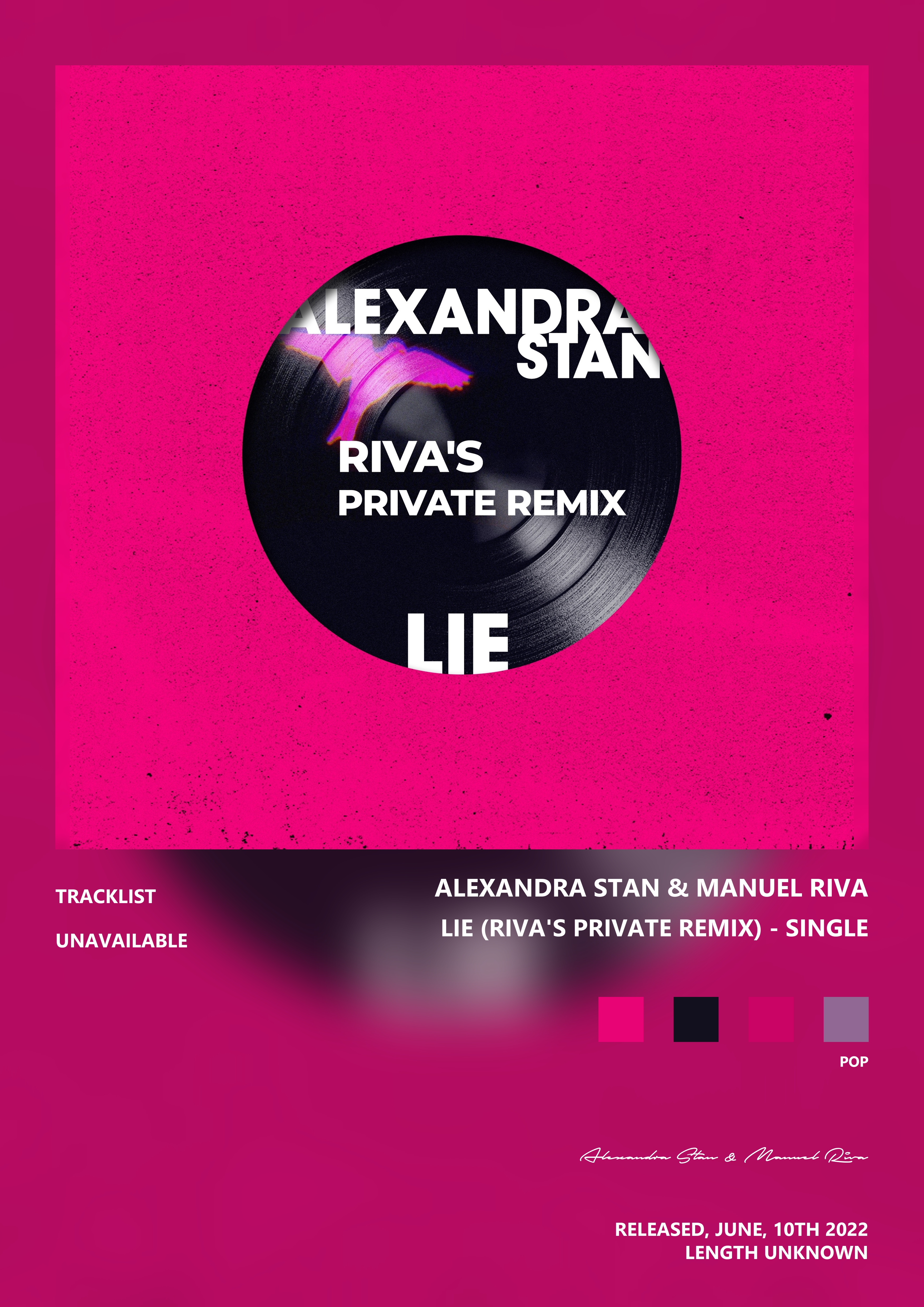 Music poster: Alexandra Stan Manuel Riva - Lie Rivas Private Remix - Single