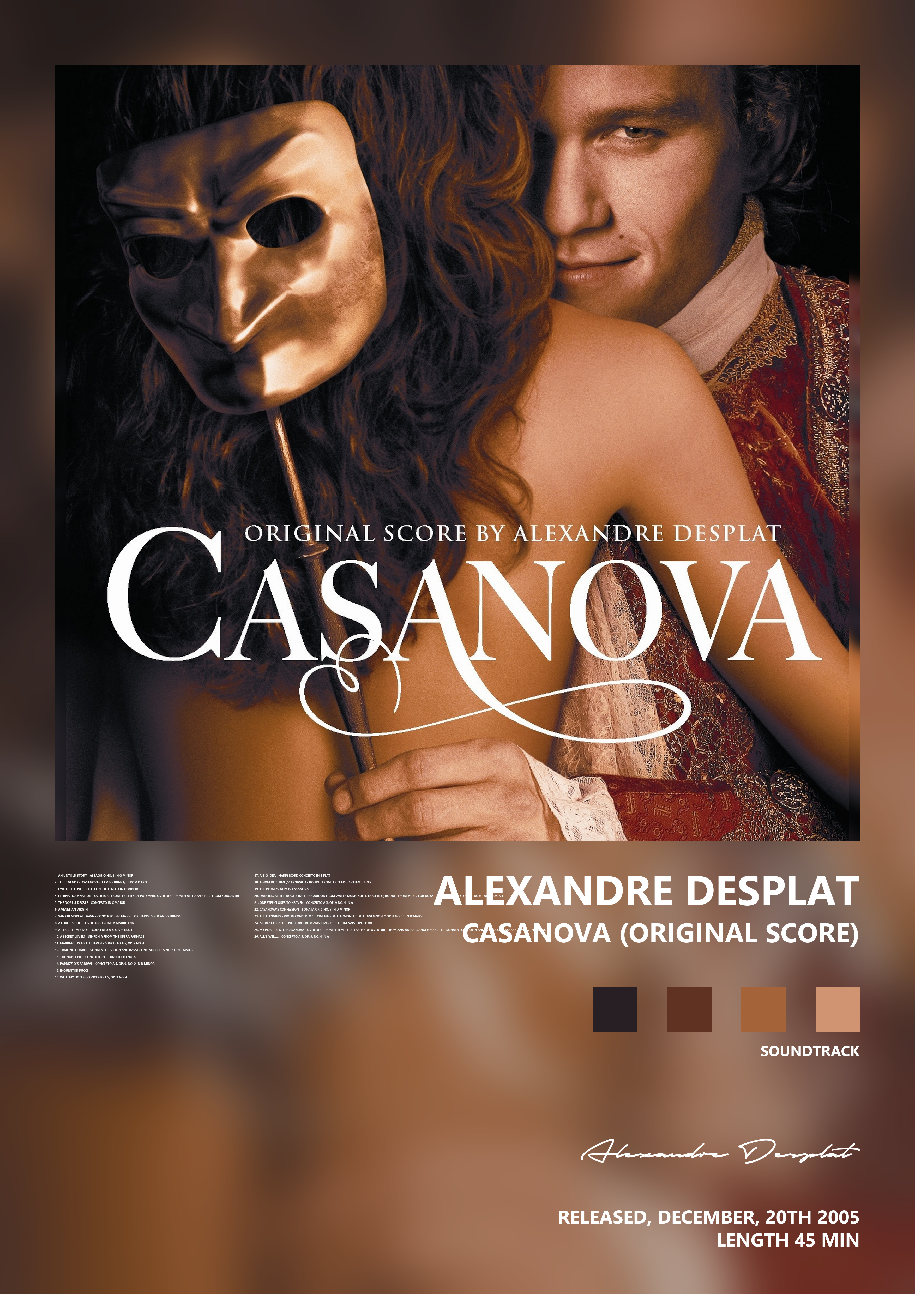 Music poster: Alexandre Desplat - Casanova Original Score
