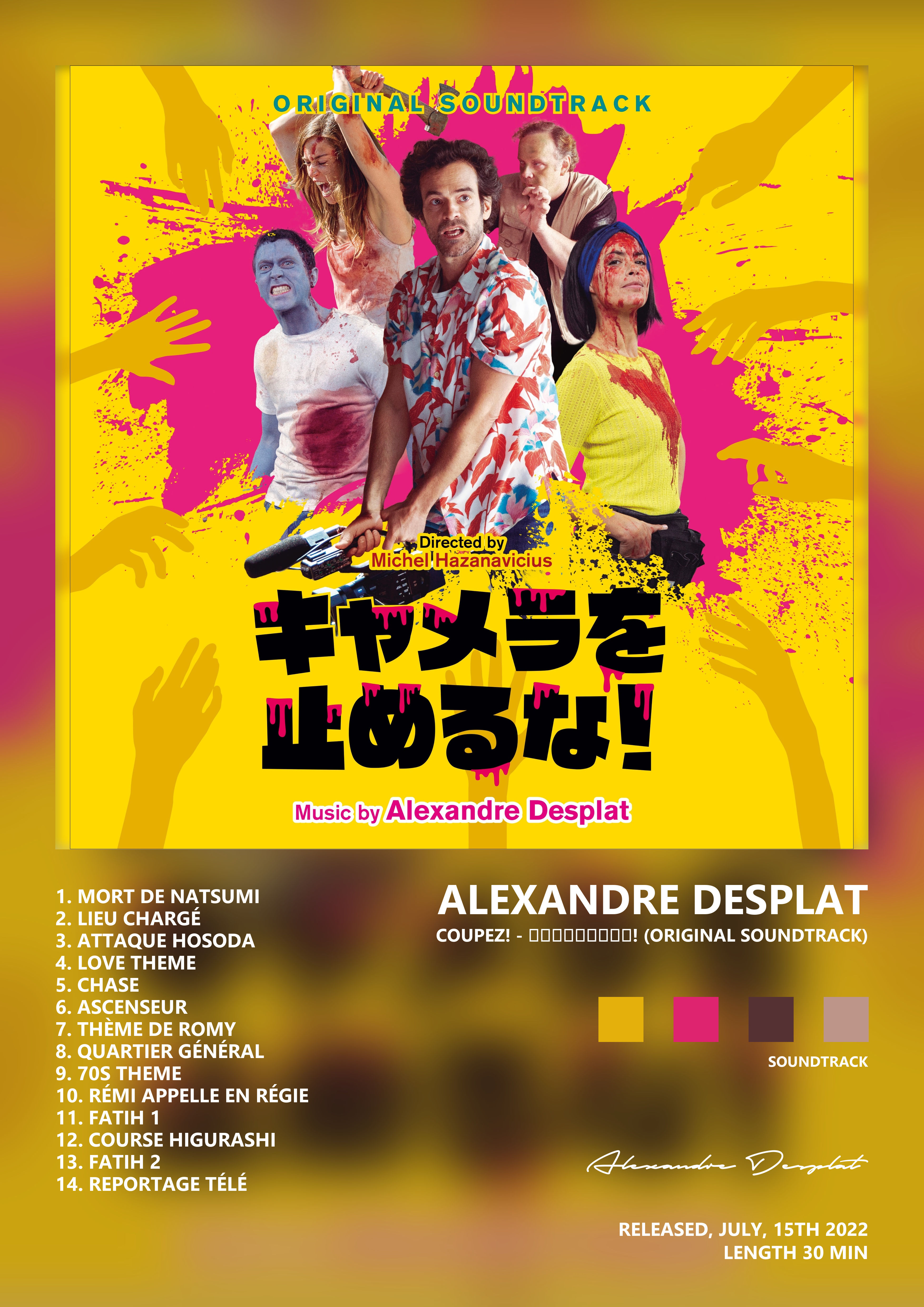 Music poster: Alexandre Desplat - Coupez - キャメラを止めるな Original Soundtrack