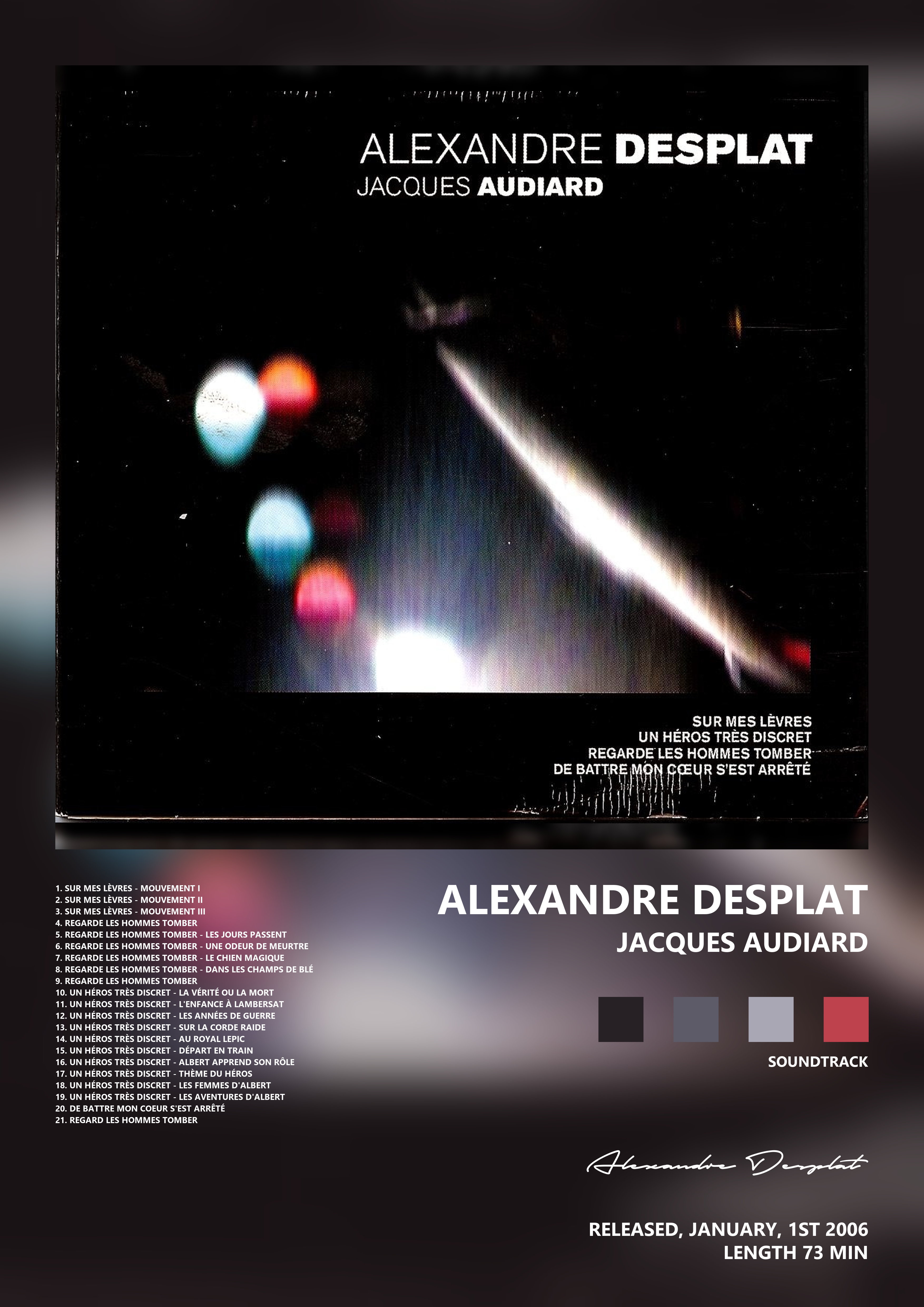 Music poster: Alexandre Desplat - Jacques Audiard