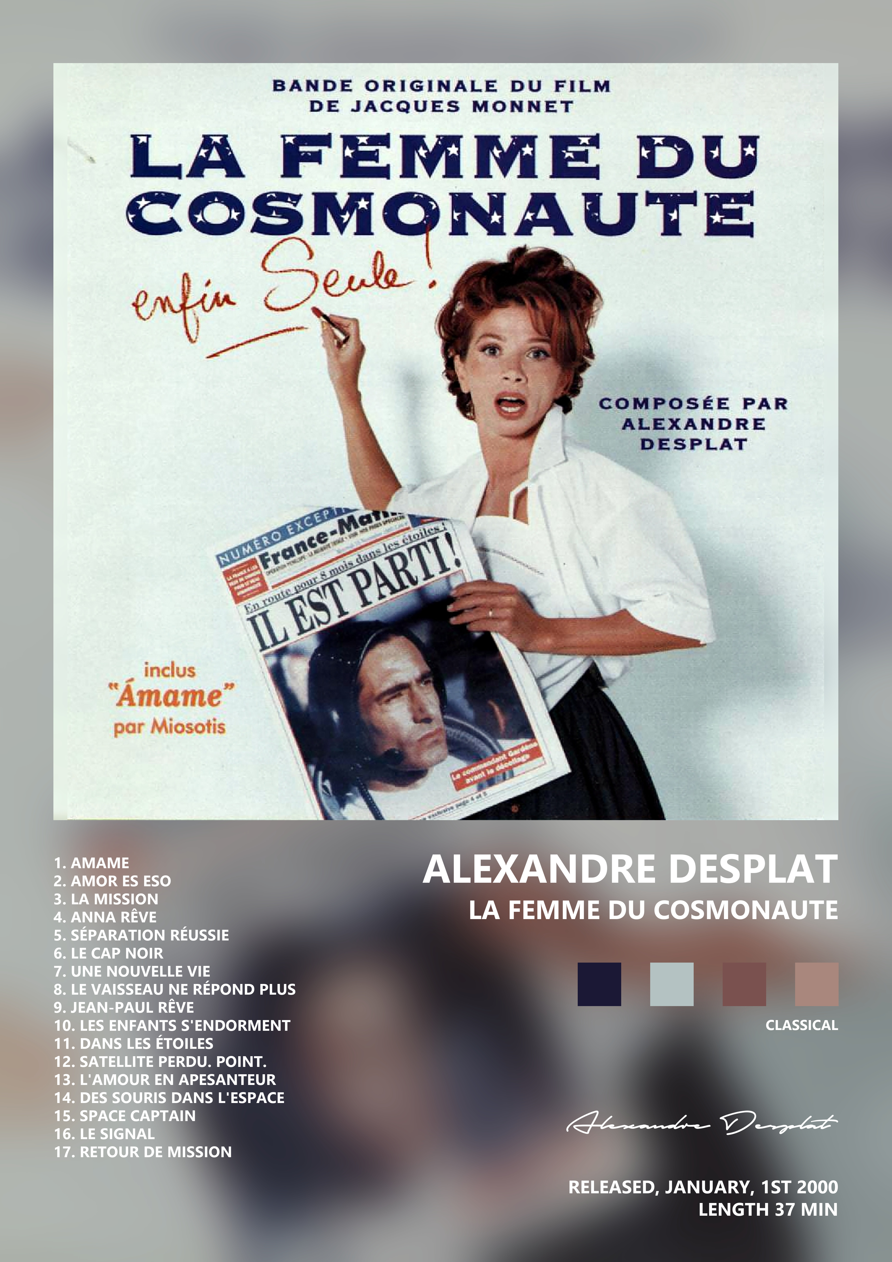 Music poster: Alexandre Desplat - La femme du cosmonaute