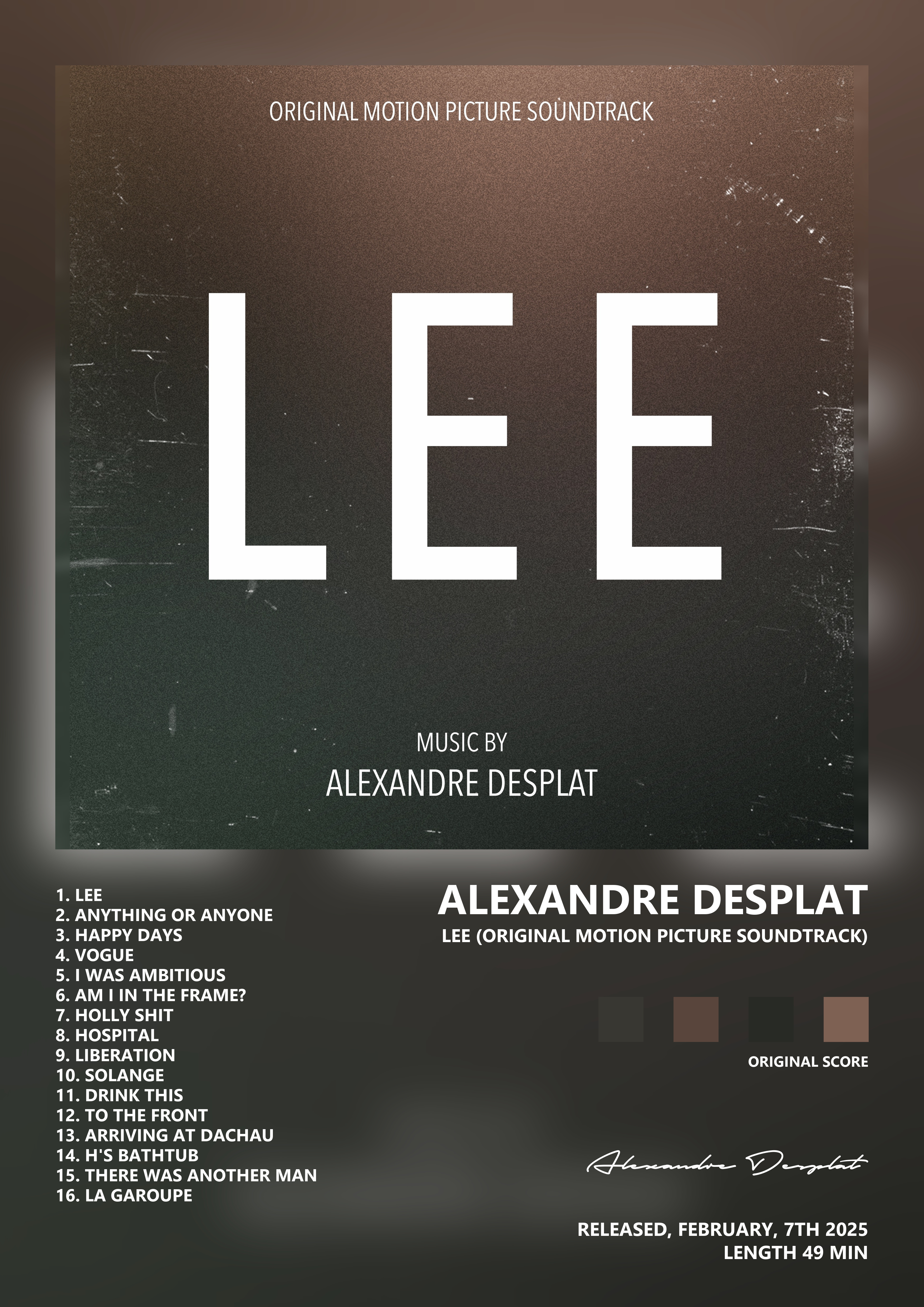 Music poster: Alexandre Desplat - Lee Original Motion Picture Soundtrack