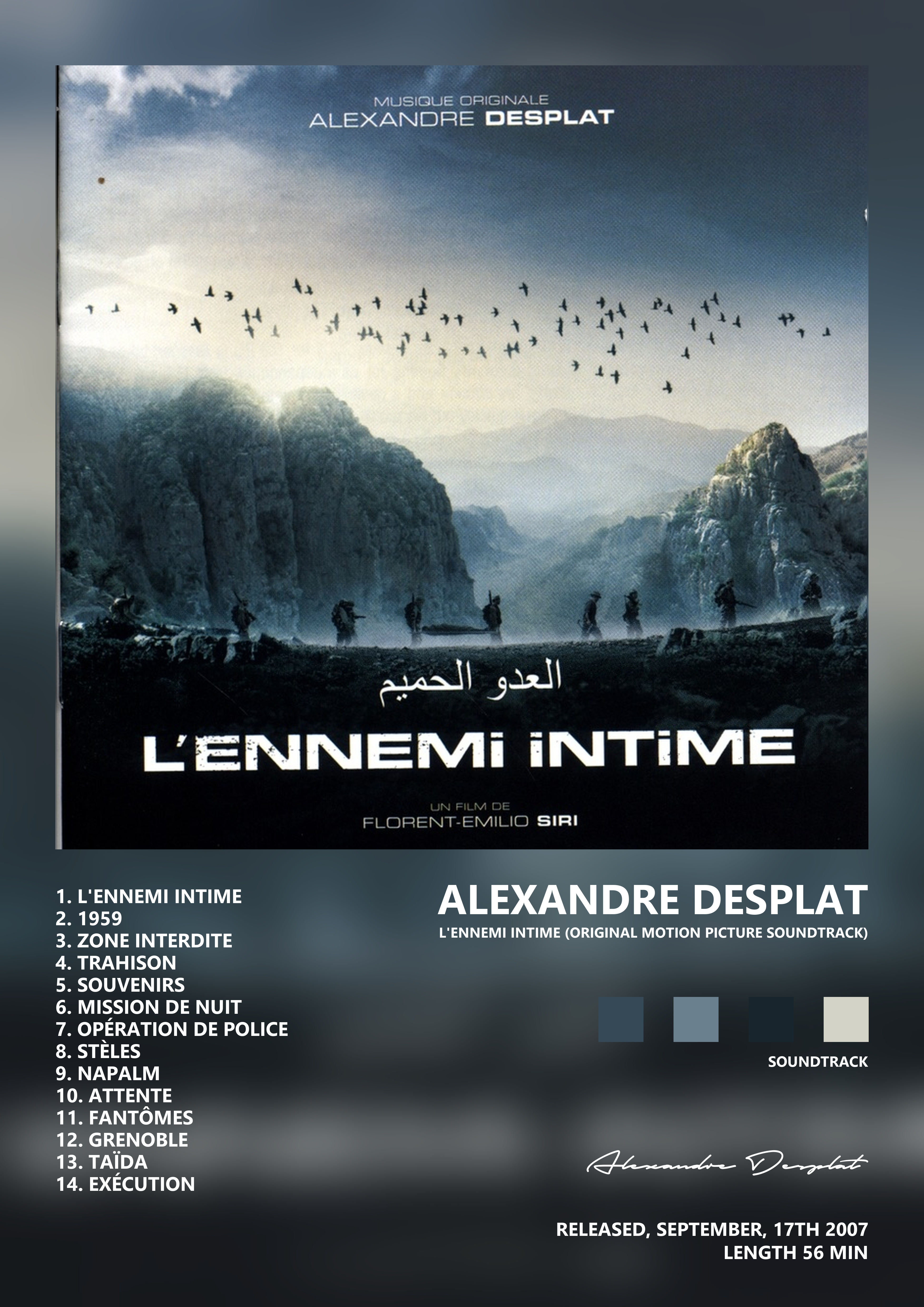 Music poster: Alexandre Desplat - Lennemi intime Original Motion Picture Soundtrack