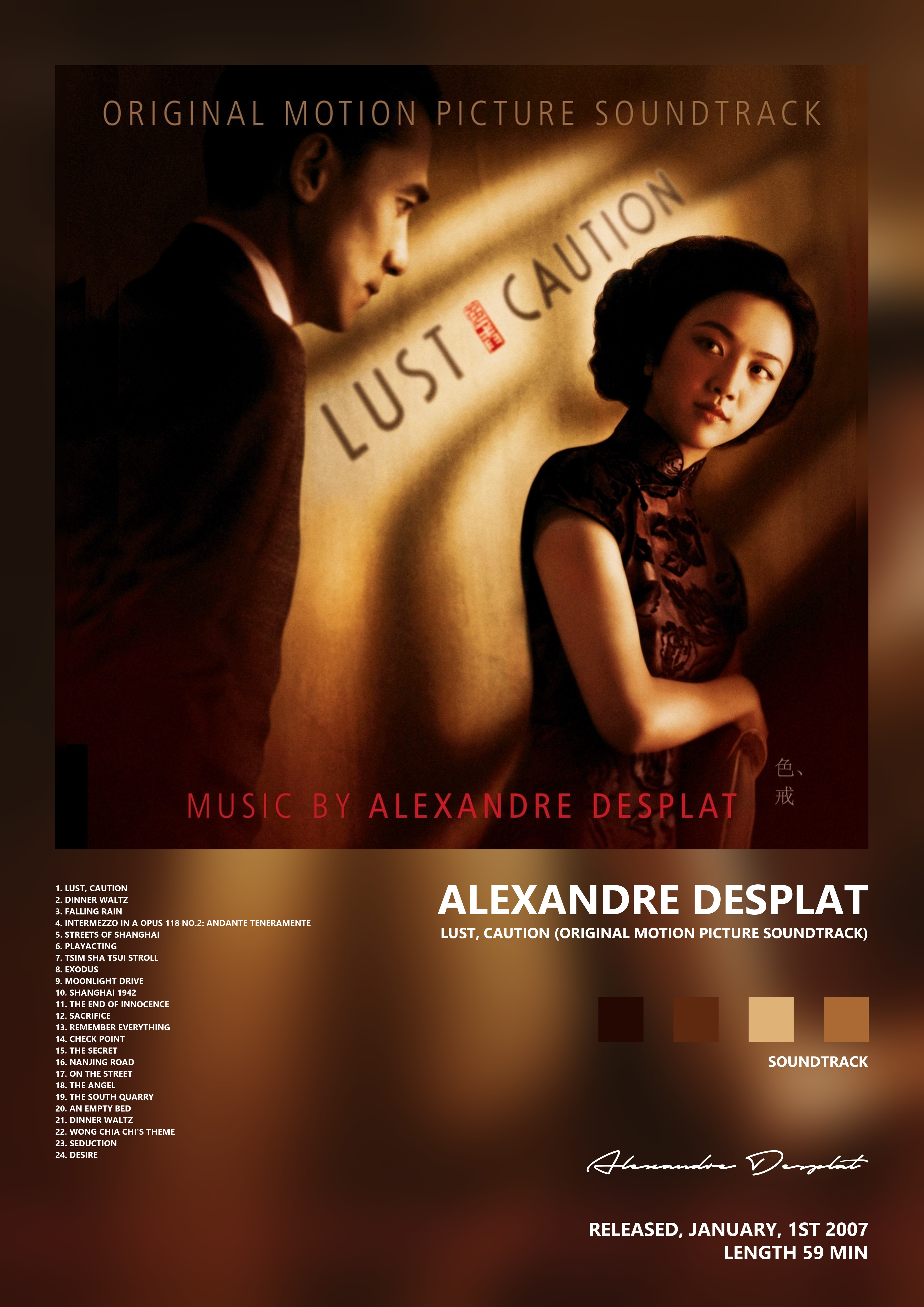 Music poster: Alexandre Desplat - Lust Caution Original Motion Picture Soundtrack
