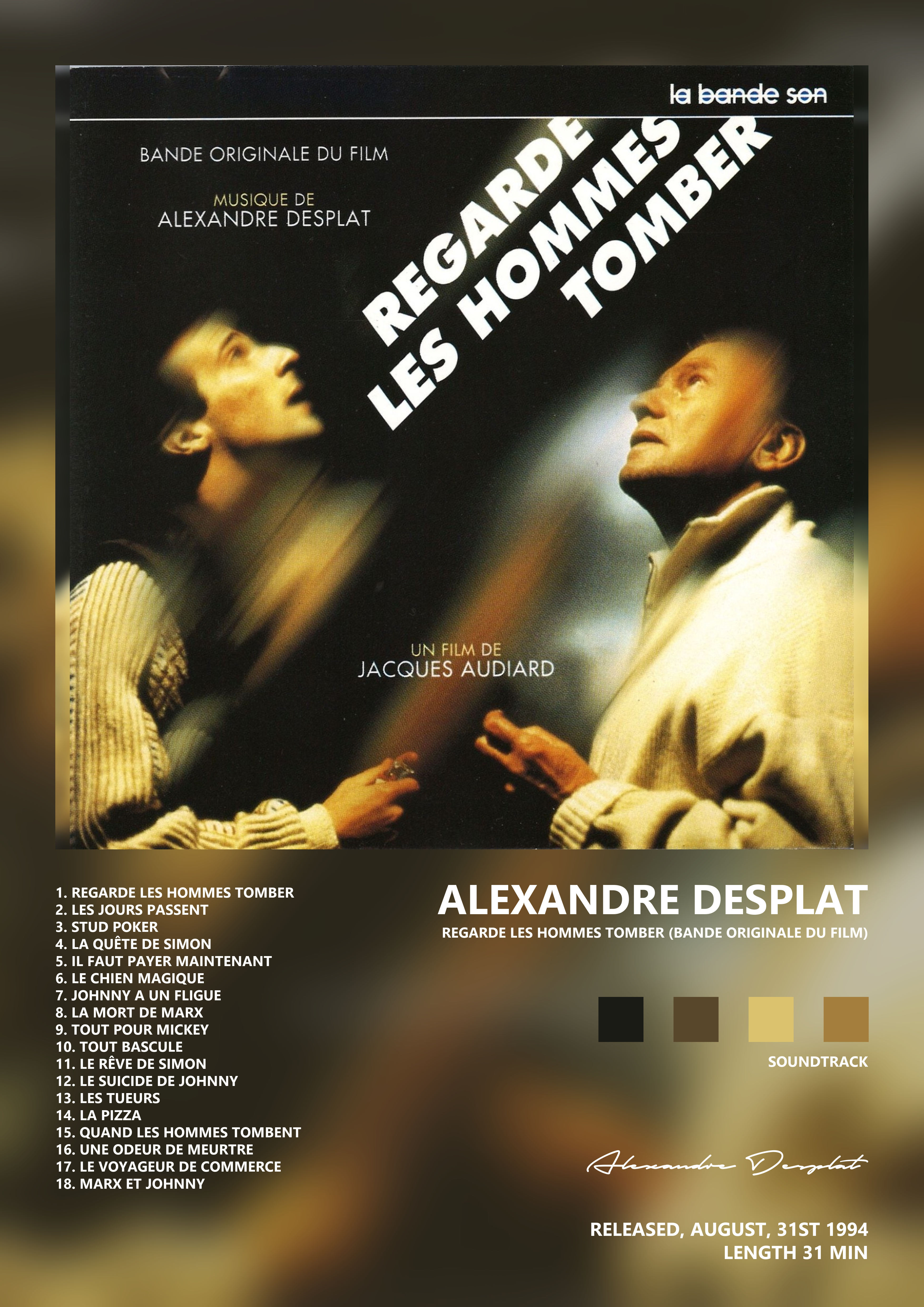Music poster: Alexandre Desplat - Regarde Les Hommes Tomber Bande originale du film